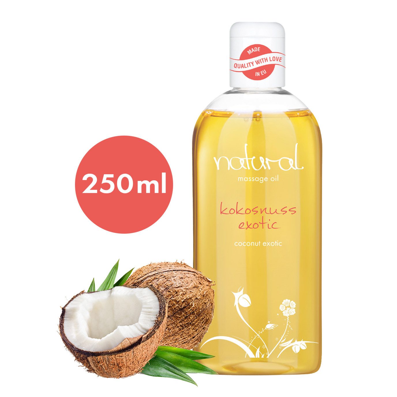 EIS Gleit- & Massageöl EIS Natural Massageöl 'Kokosnuss Exotic', 250ml, Kokos-Duft, 0-tlg.