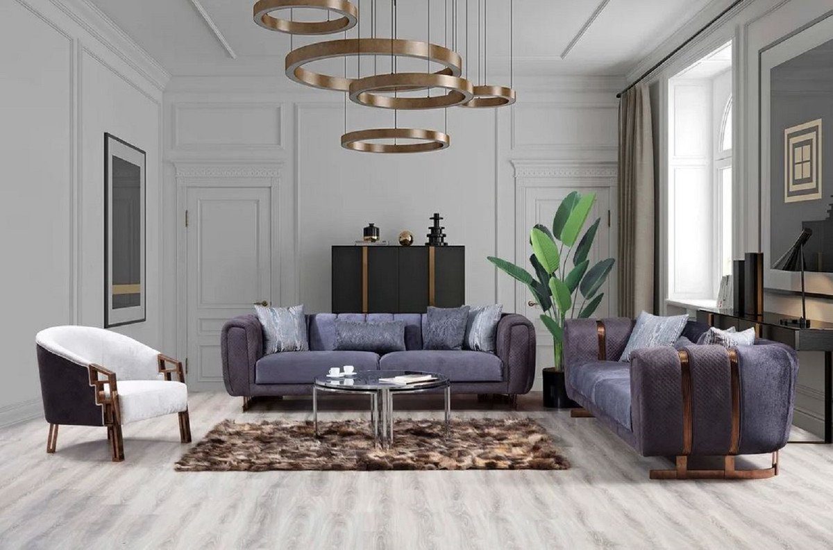 Möbel H. Casa - Modernes Sofa x Lila Luxus Wohnzimmer Braun 100 / Luxus Sofa 240 Padrino Wohnzimmer 60 cm Sofa x -