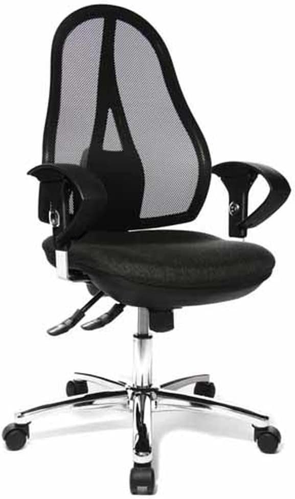 (Bürostuhl ergonomisch: Bürostuhl mit AL.U2 Chrom Point Open Bürostuhl/Drehstuhl Schreibtischstuhl verstellbarem anthrazit SY Sitz), TOPSTAR