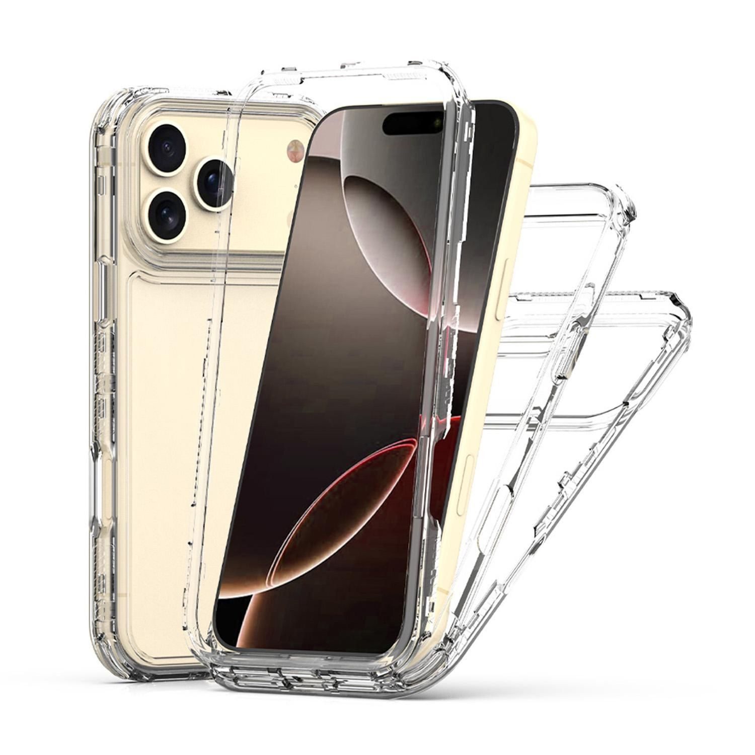 Wigento Handyhülle Für Apple iPhone 17 Pro Max TPU Acryl Hybrid Schutz Hülle Transparent, Hybrid Hülle mit verstärktem Kantenschutz