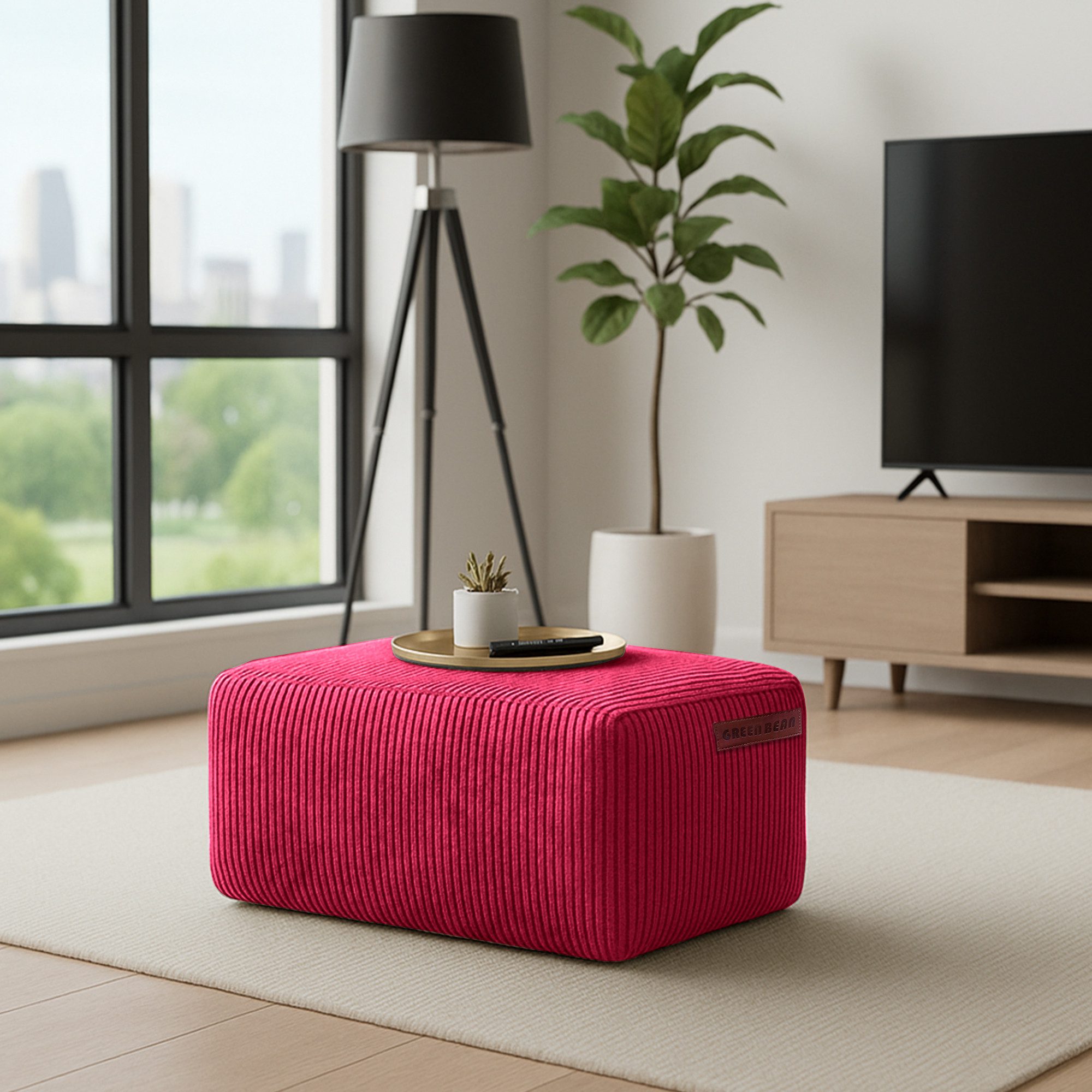 Green Bean Pouf Ottomane Cord (Indoor Sitzhocker Sitzkissen Fußhocker Relax-Sessel, Made in Germany), die ideale Ergänzung zum Sitzsack