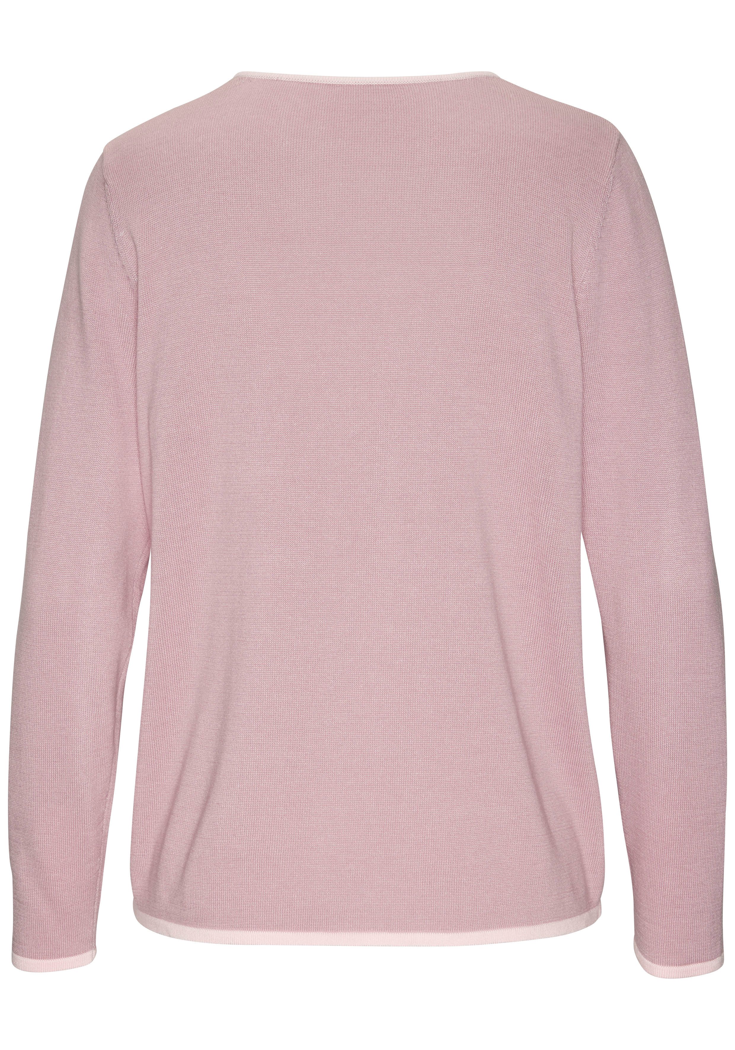 Vivance V-Ausschnitt-Pullover mit Kontrastkanten, casual