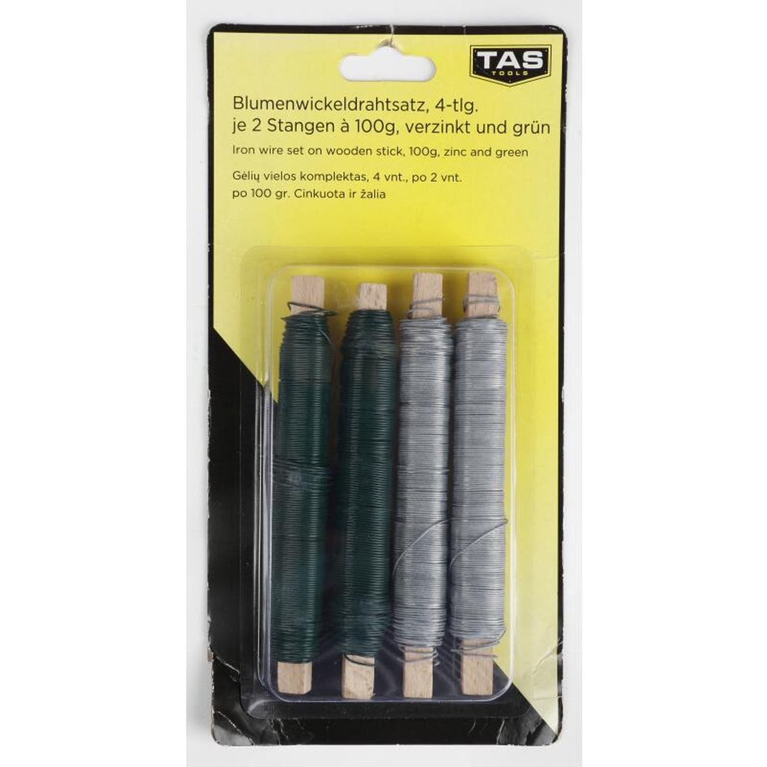 Basteldraht 6x TAS Blumenwickeldraht 4er Set 100g Stangen Verzinkt Grün Binden