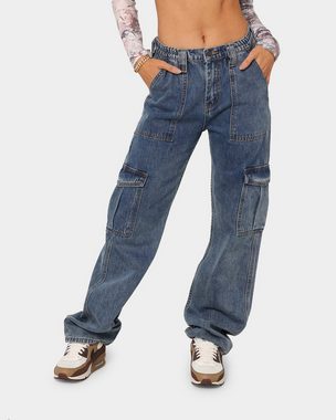 KIKI Jeansleggings Workwear-Jeans Damen-Multi-Pocket-Hose mit weitem Bein