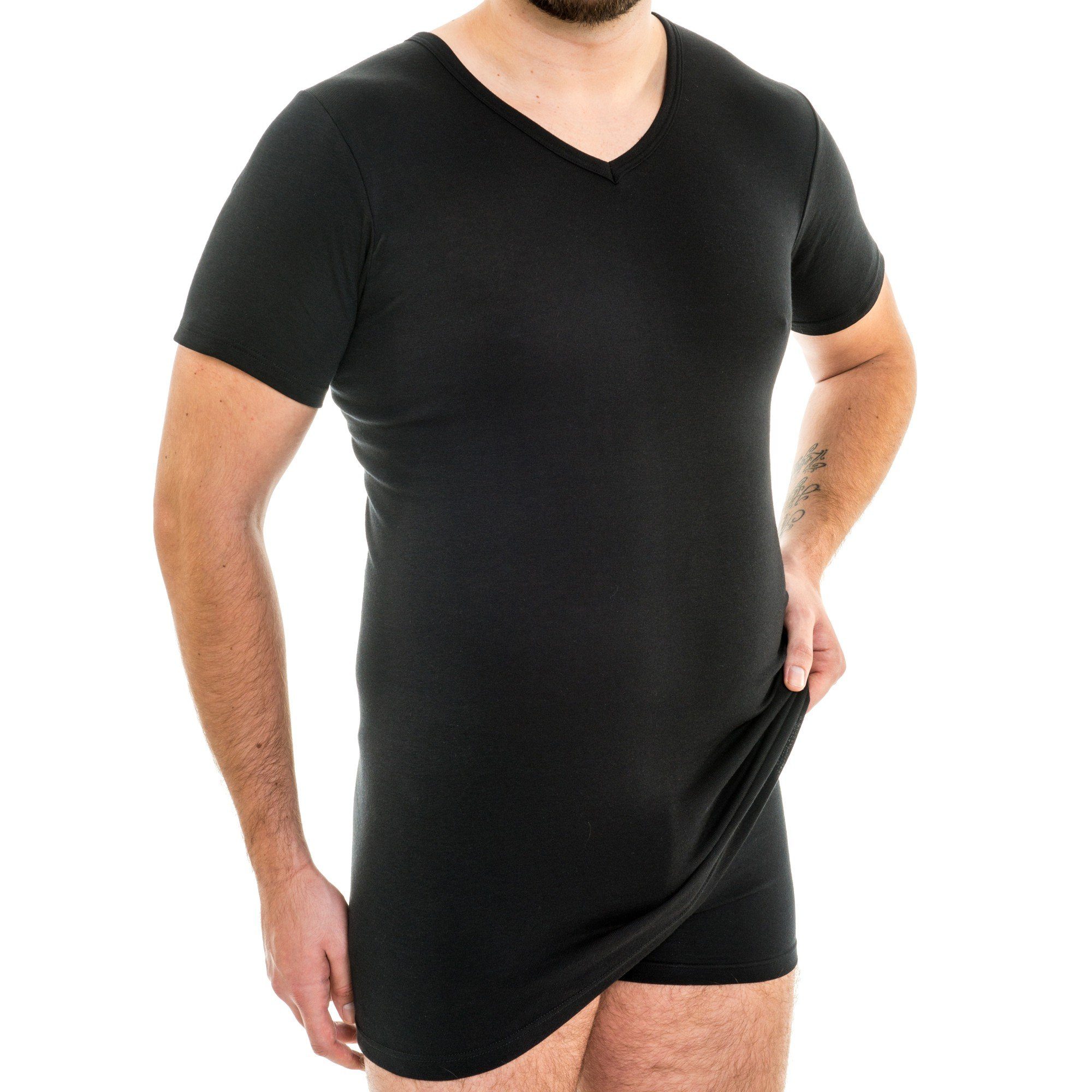 HERMKO Unterziehshirt 164887 2er Pack Extralanges Herren Shirt mit V-Aussch günstig online kaufen