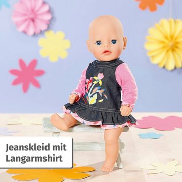 Zapf Creation® Puppenkleidung Dolly Moda, Jeans Kleid Blumen 36 cm