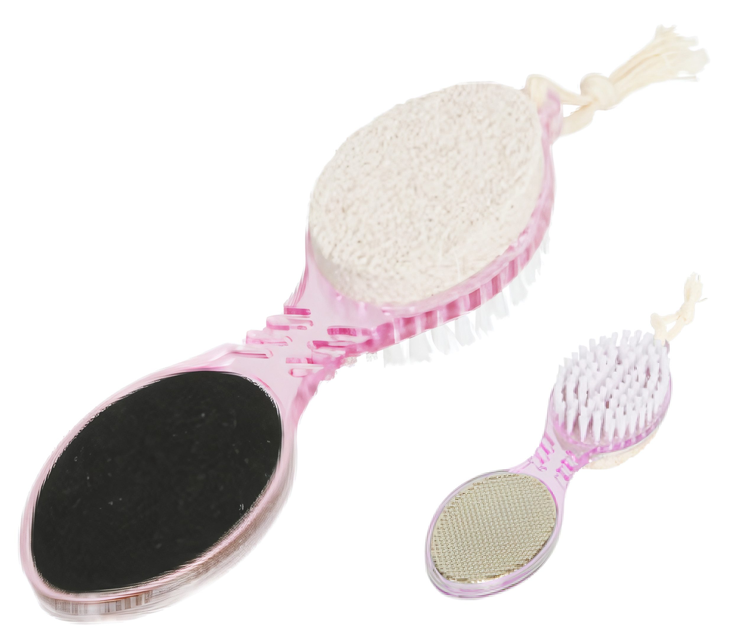 Touch of Beauty Nagelbürste 4in1 PEDIKÜRE-BÜRSTE Bimsstein Fußraspel Raspel Nagelbürste 11 (Rosa), Fußfeile Schleifstein Hornhautentferner Fußbürste Fußpflege Pflege