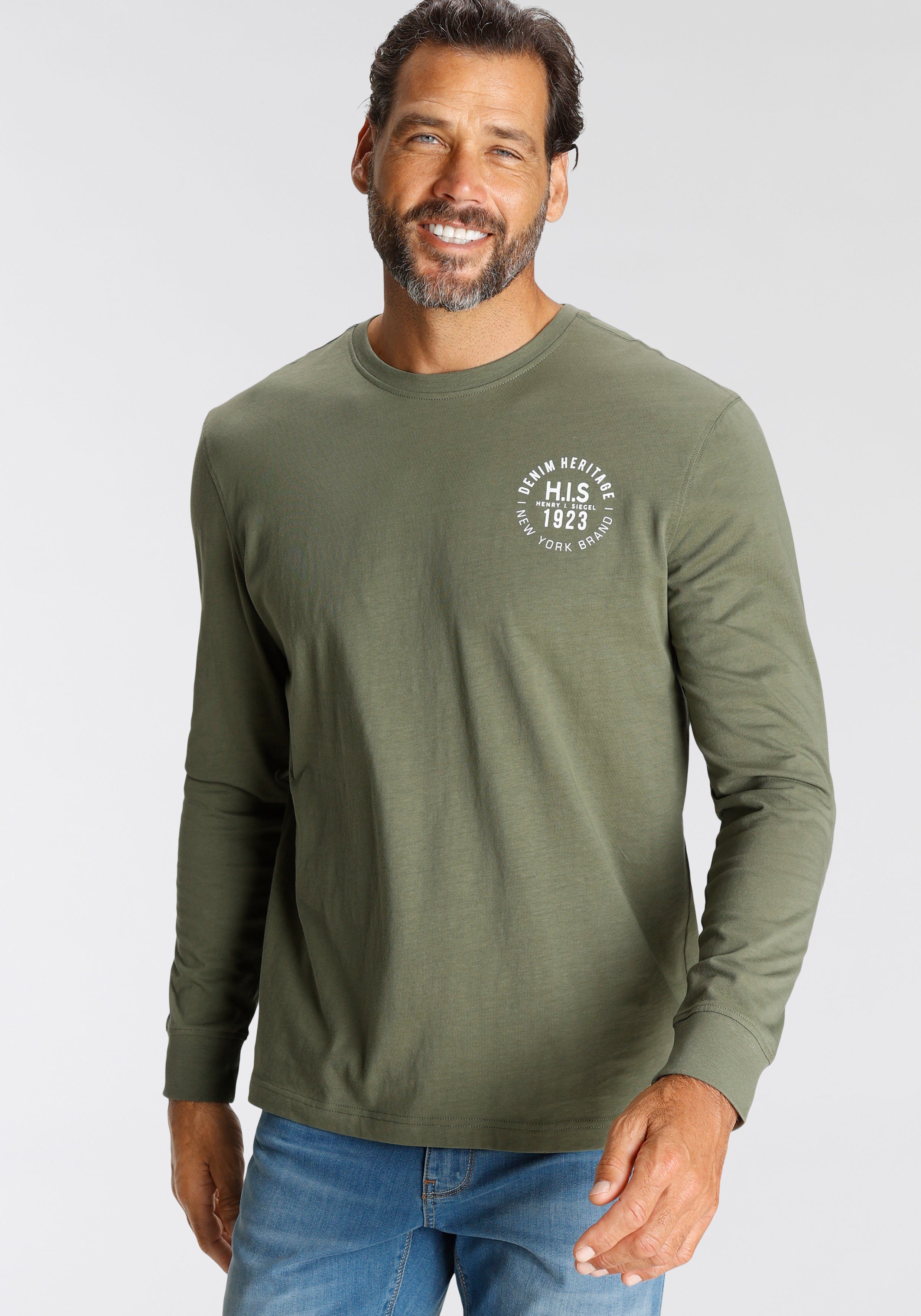 H.I.S Langarmshirt (Packung, 2-tlg., 2er-Pack) Langarm, bedruckt, Rundhalsa günstig online kaufen