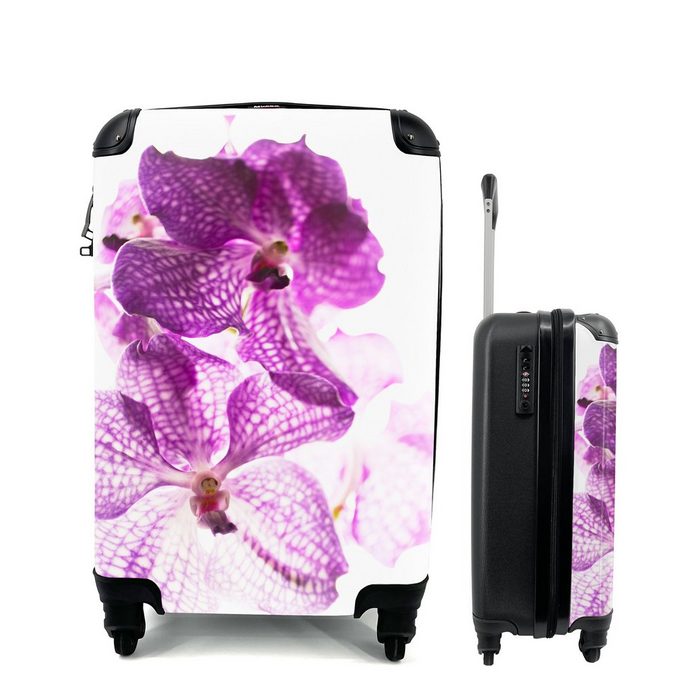MuchoWow Handgepäckkoffer Lila Orchideen 4 Rollen Reisetasche mit rollen Handgepäck für Ferien Trolley Reisekoffer
