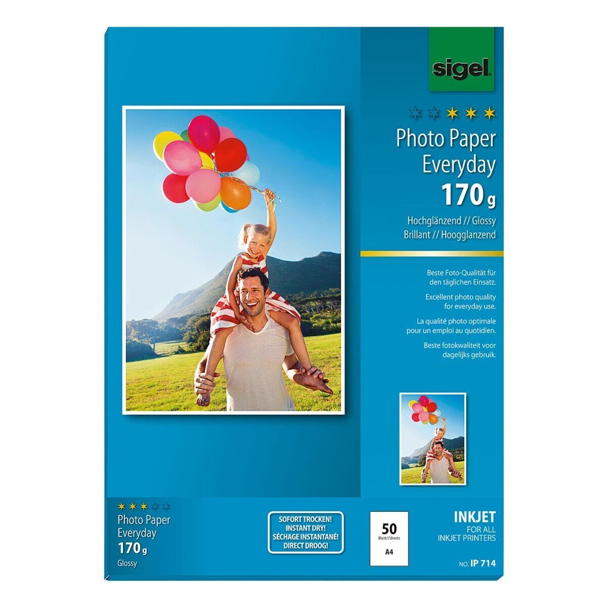 Sigel Fotopapier Everyday Plus, hochglänzend sofort und trocknend