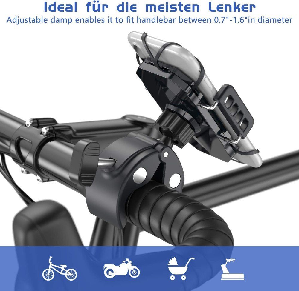 PASONOMI Halterung Fahrrad & E-Scooter Handyhalterung: Sicherheit und Komfort, (bis 7,00 Zoll, Der Settyp ist eine Handyhalterung für Fahrrad und Motorrad., Vie – Bild 3 von 5
