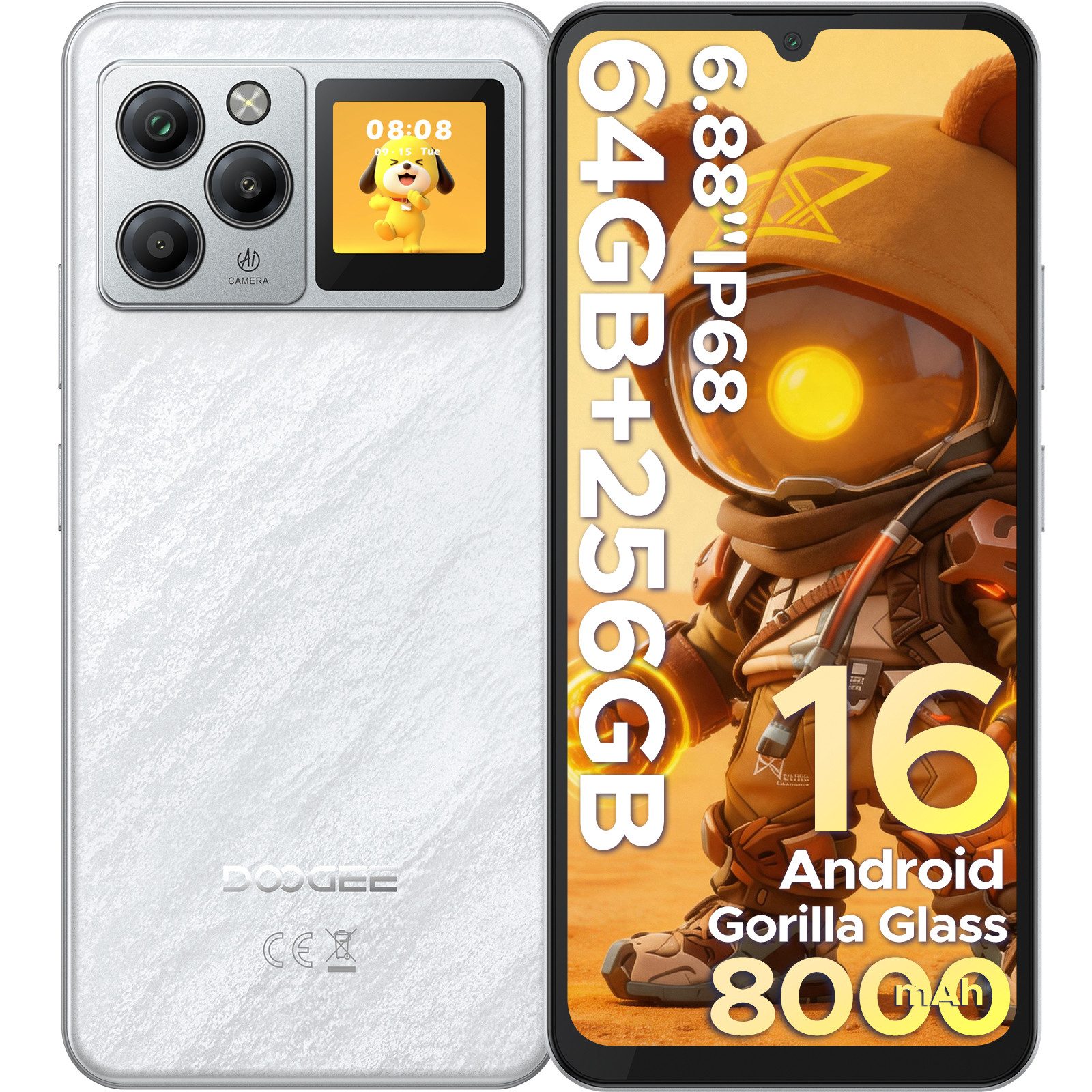 DOOGEE M30Pro 8000mAh, IP67, 33W, 1.3" Zweitdisplay, 6.88", Android 16 Smartphone (6.88 Zoll, 256 GB Speicherplatz, 108 MP Kamera, 90Hz Display, 64+ 256GB, Unisoc T7280, NFC, Fingerabdruck & Face ID)