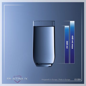 PLATINUX Glas Trinkgläser, Glas, 360ml (max. 440ml) Wassergläser Saftgläser Longdrinkgläser