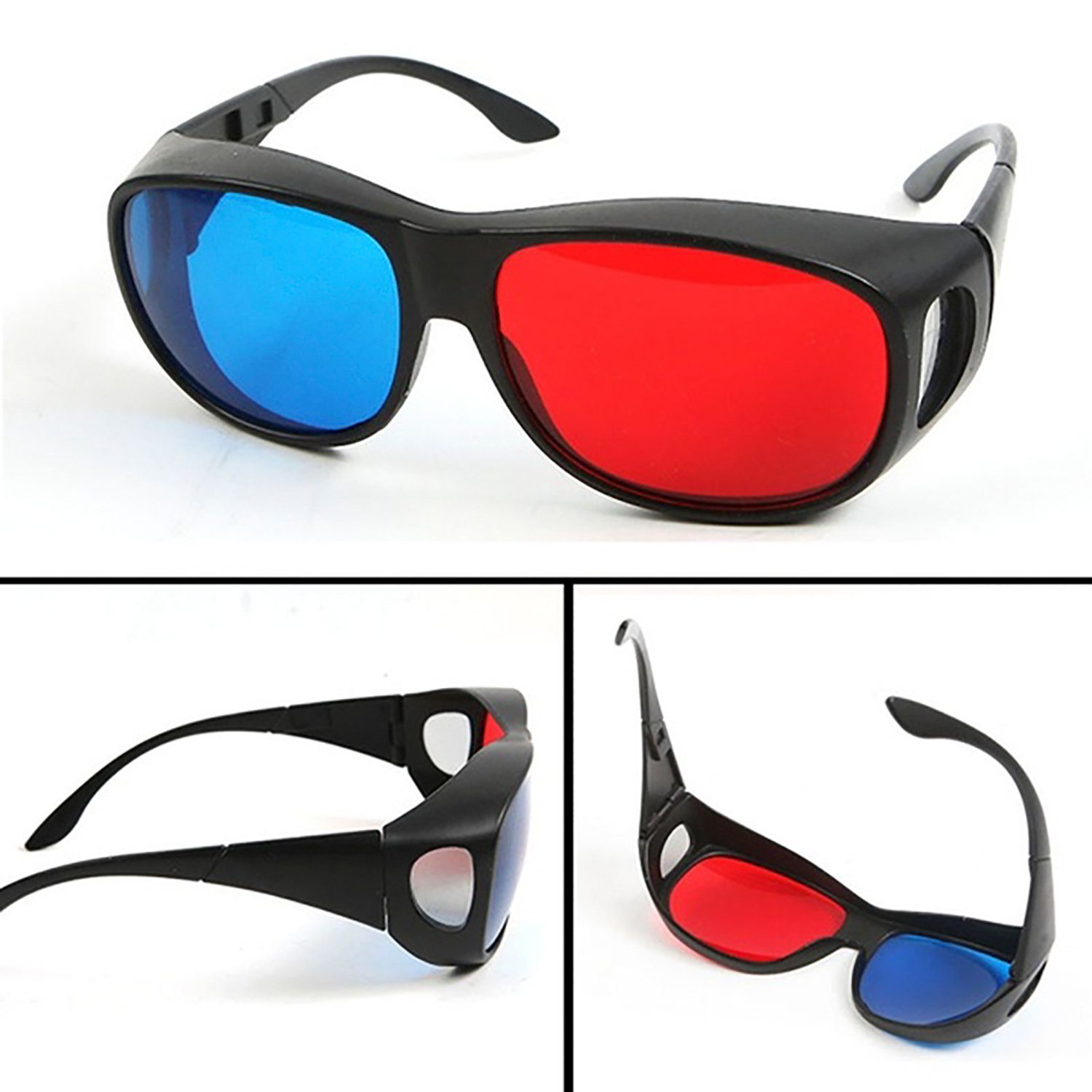 TPFNet 3D-Brille Anaglyphenbrille Rot/Cyan 3D Brille zum Ansehen von Filmen, 3D Kino Brille - Material: Kunststoff - Farbe: Schwarz - 5 Stück