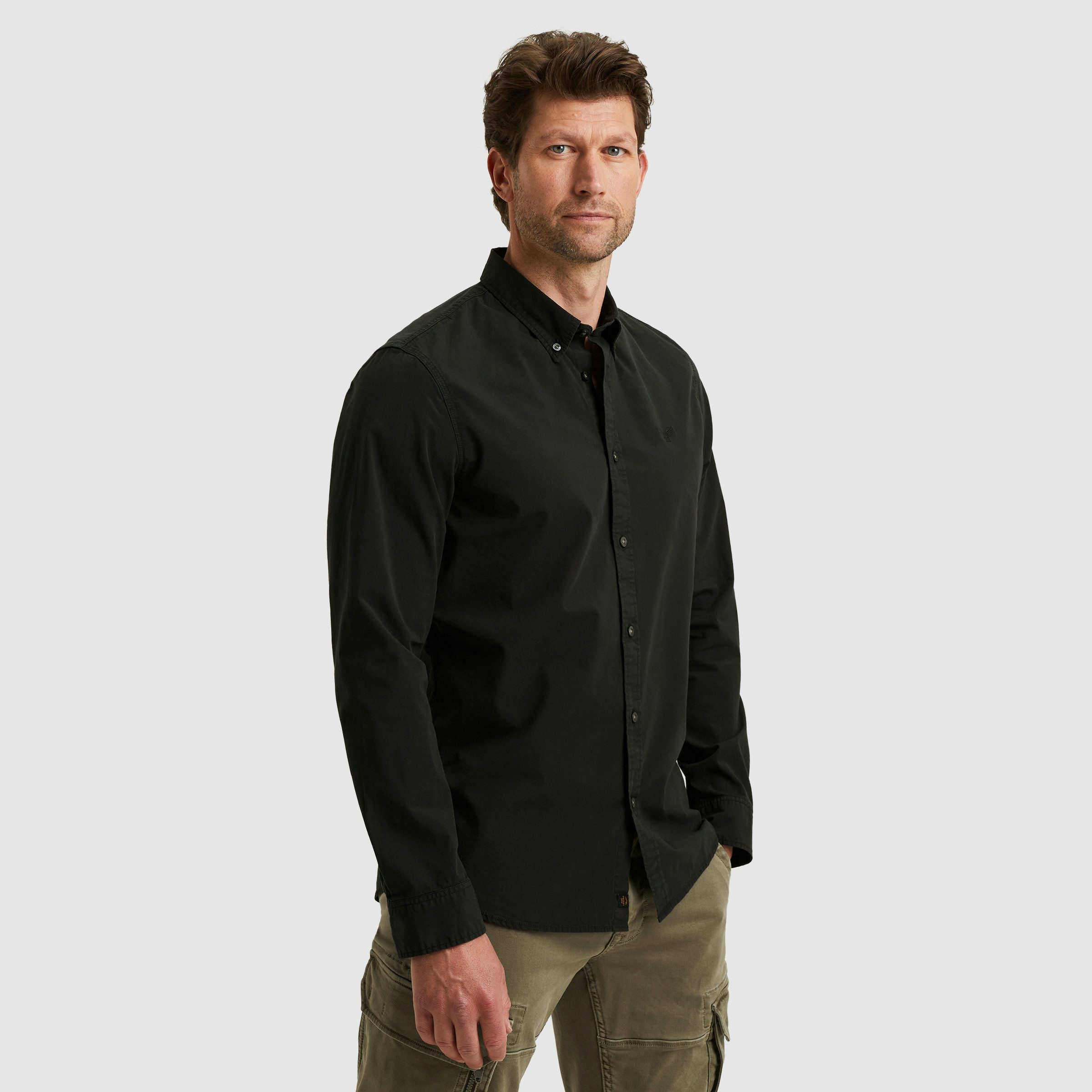 PME LEGEND Langarmhemd mit Logo Stickerei