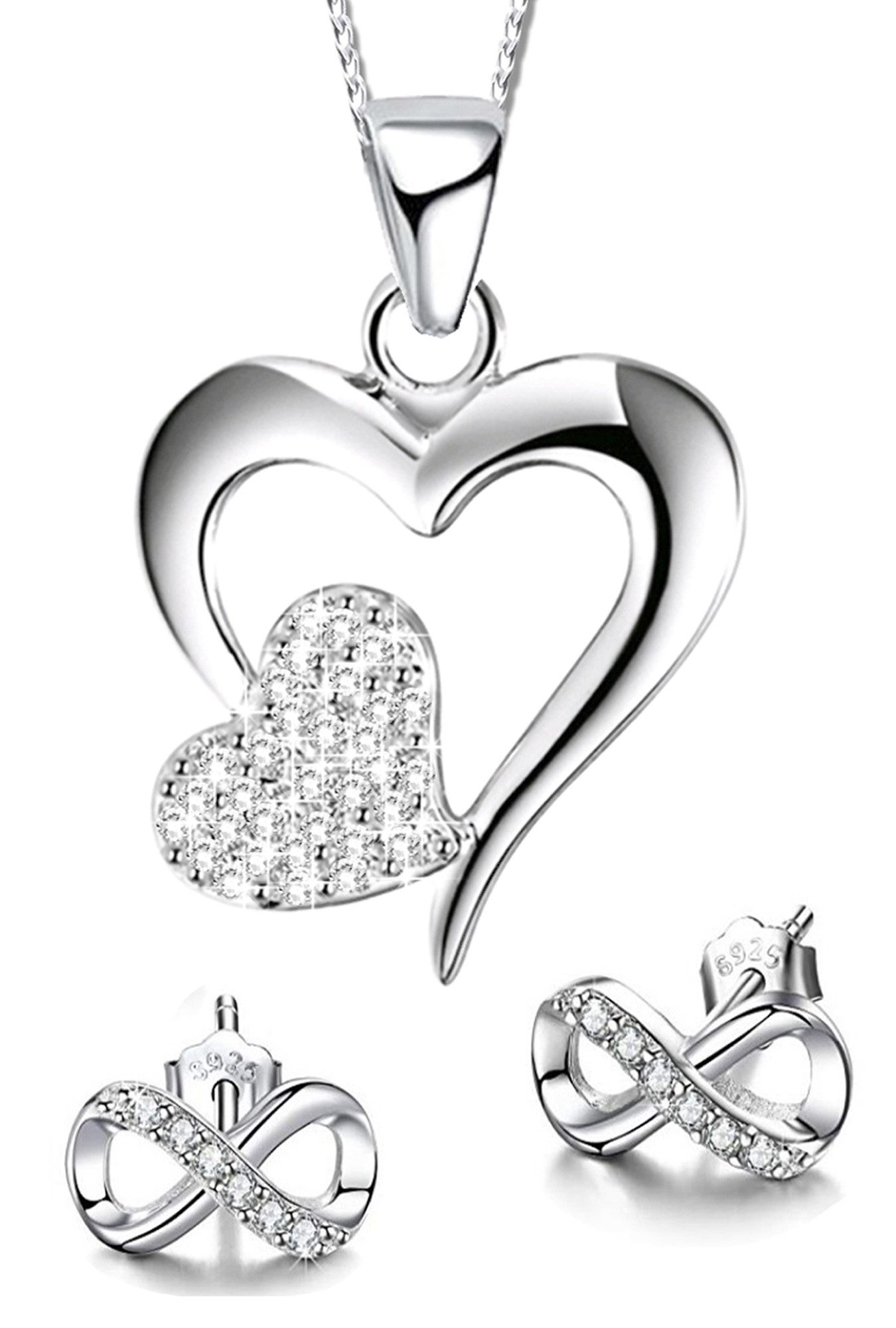 Limana Schmuckset 925 Silber Herz Kette günstig online kaufen