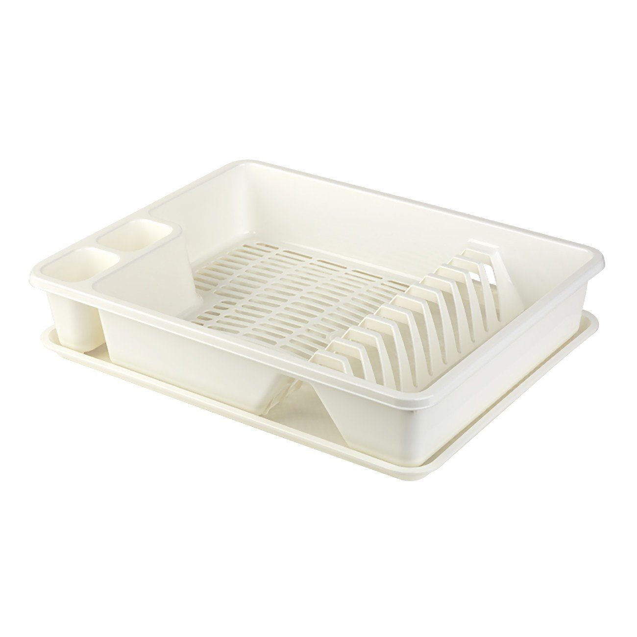 Engelland Geschirrständer Abtropfgestell, Abtropfgitter mit Wanne, für bis zu 11 Teller inkl. Besteck, spülmaschinengeeignet, BPA-frei