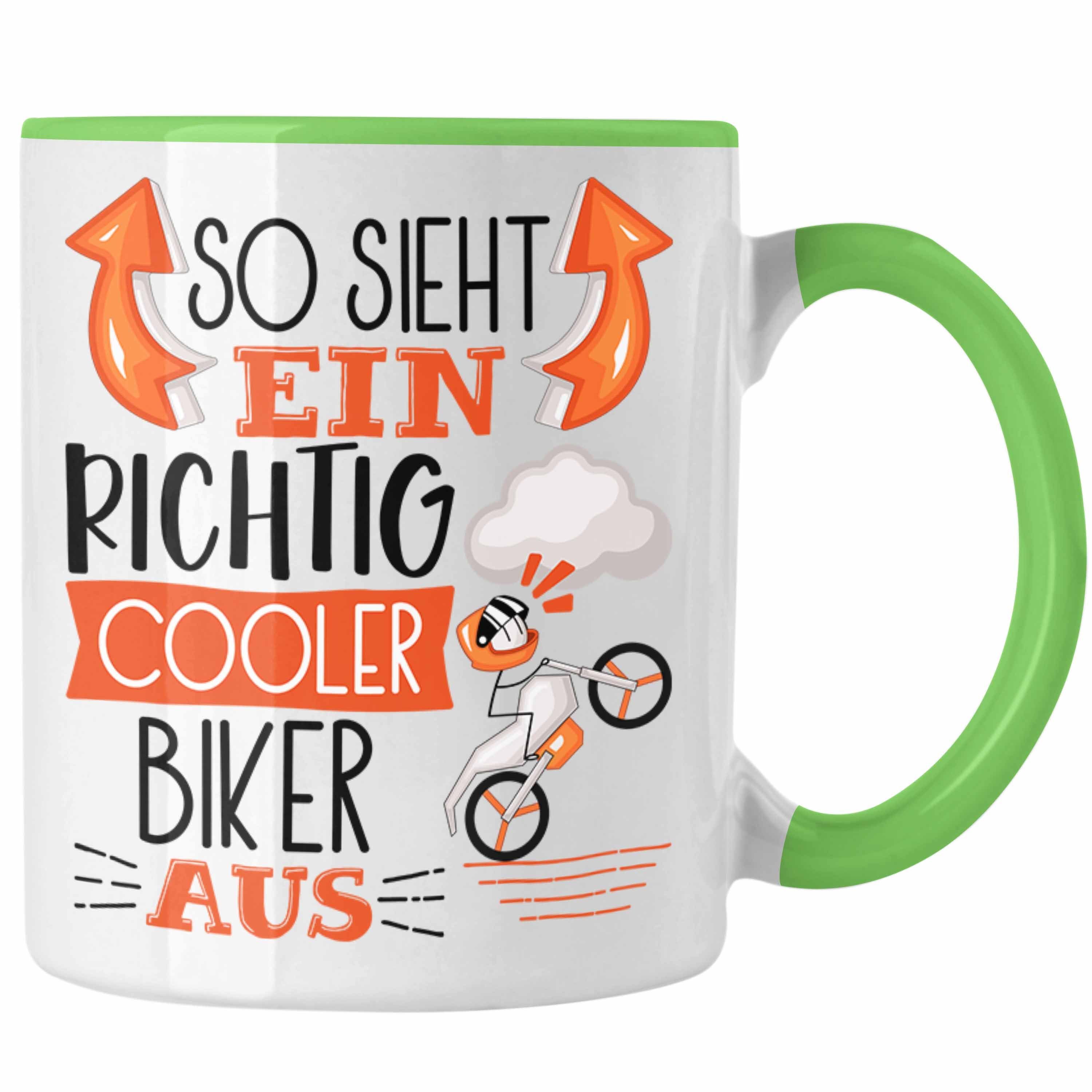 Trendation Tasse Biker Tasse Geschenk So Sieht Ein RIchtig Cooler Biker Aus Geschenkide Grün