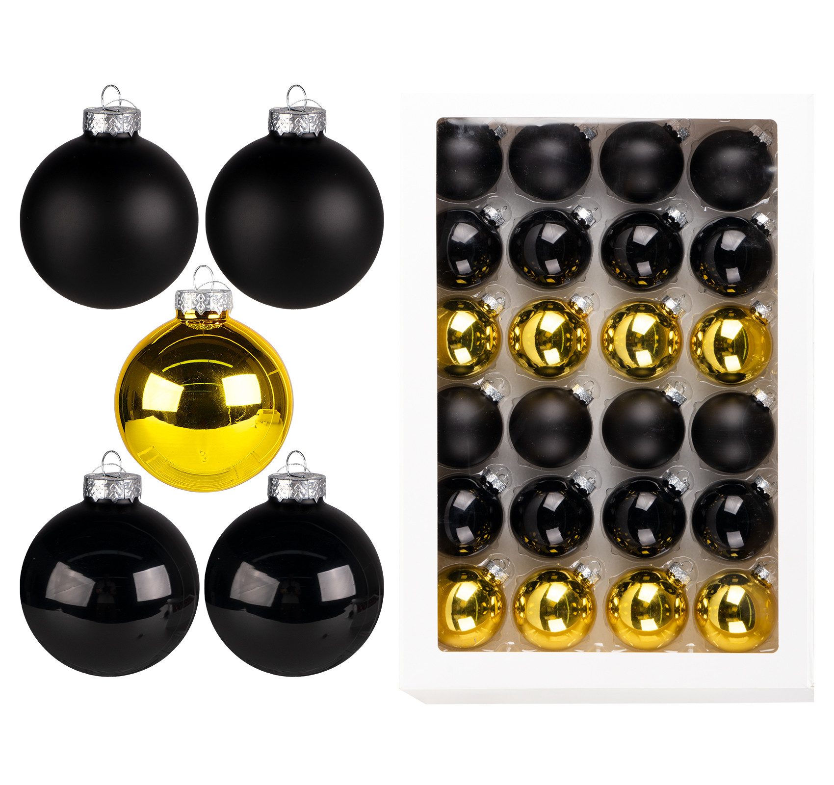 ElitVita Weihnachtsbaumkugel 24 Stück Ø 6 cm Glas mit Anhänger für Weihnach günstig online kaufen