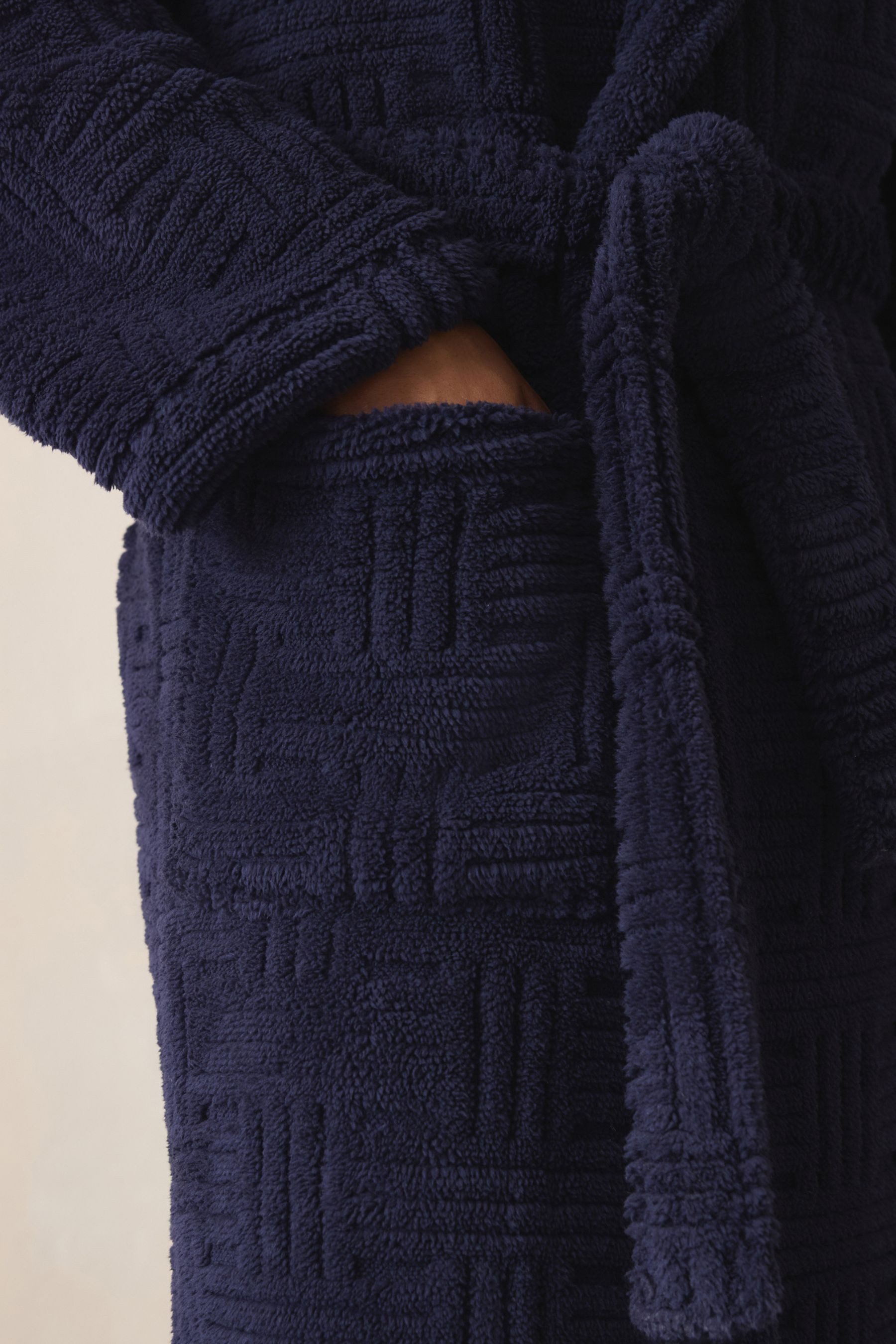 Next Herrenbademantel Morgenmantel aus Borg mit Schnittmuster, Polyester (recycelt)