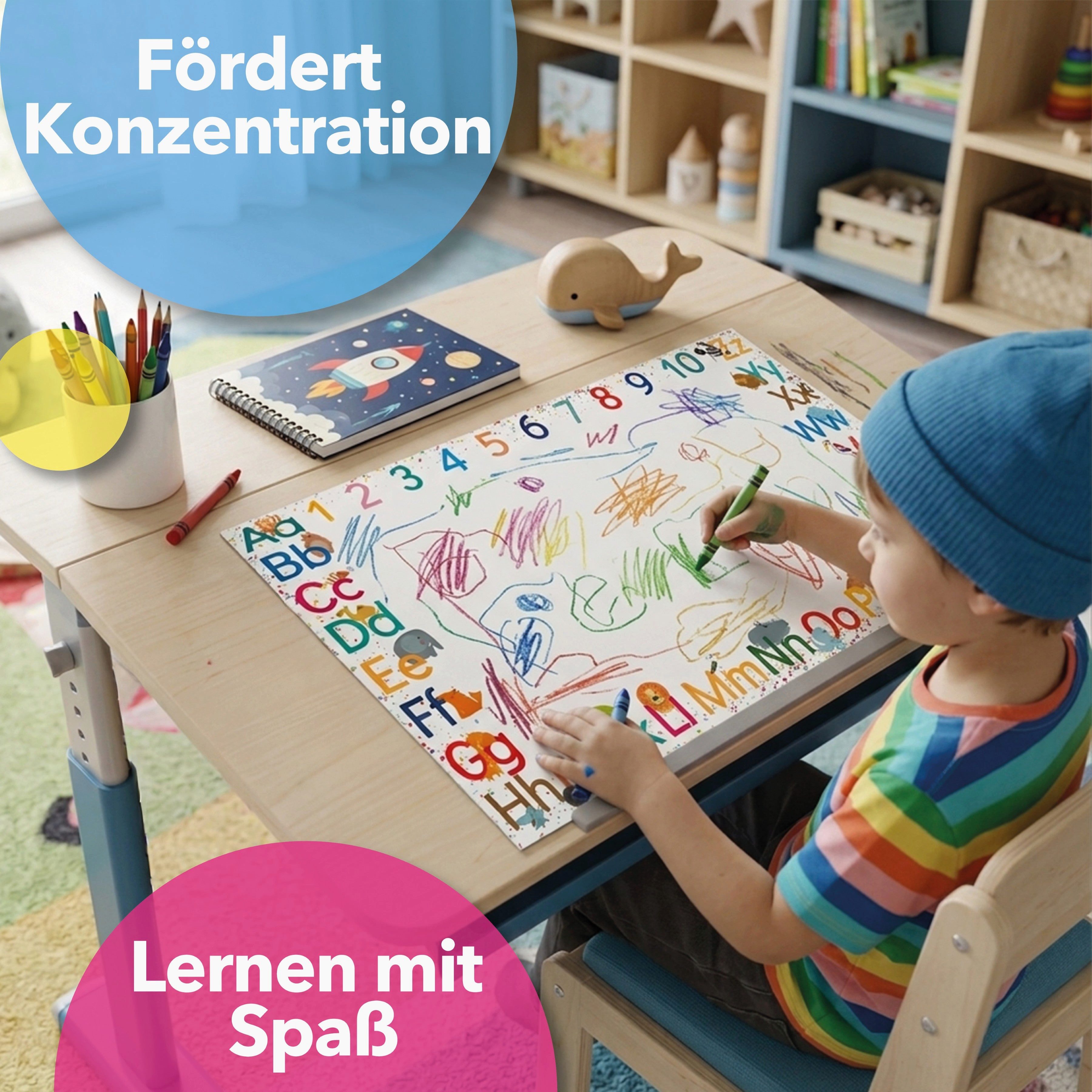 Lineo Schreibtischunterlage Schreibtischunterlage Papierblock Alphabet 60x42 cm