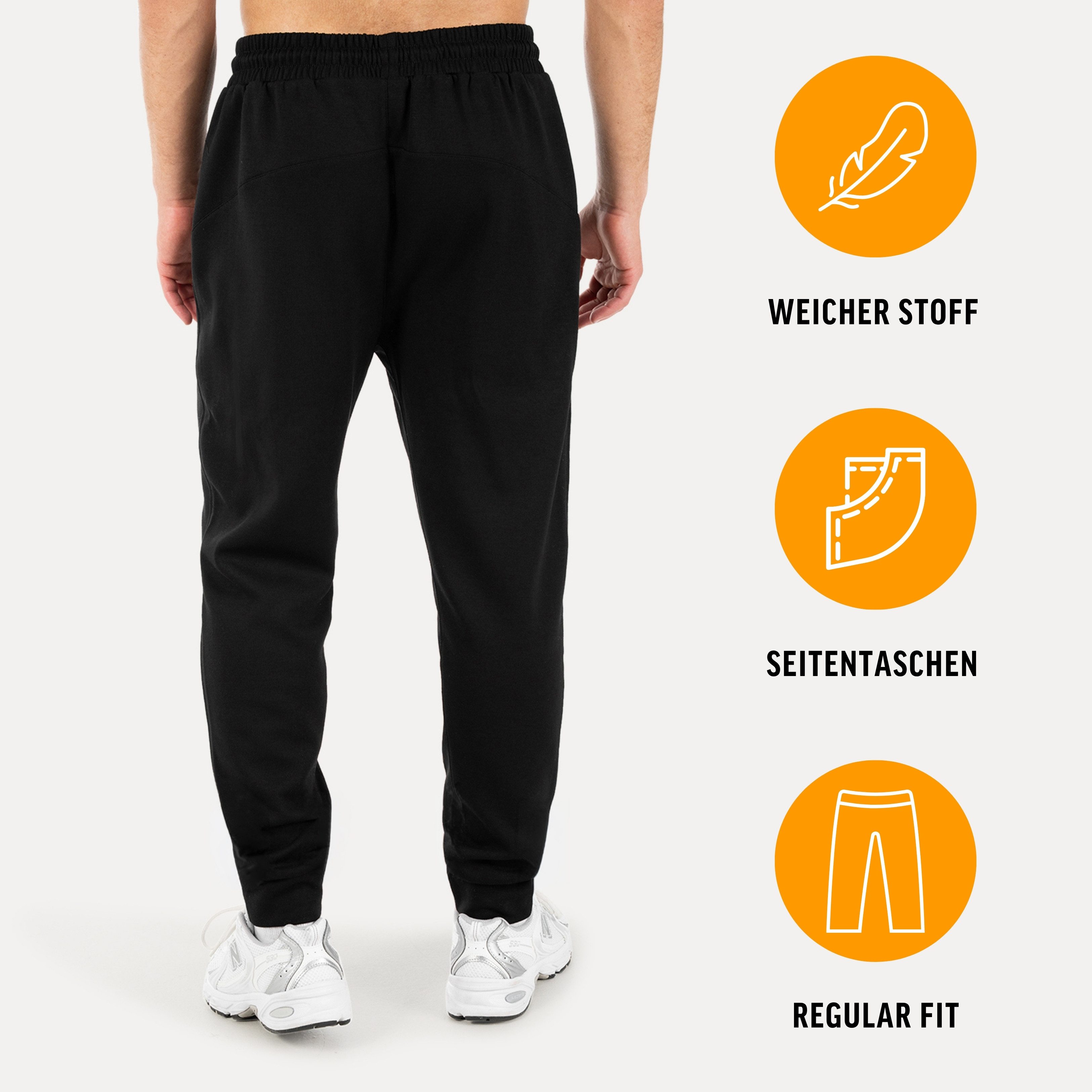 Smilodox Jogginghose Denzo Herren, Regular Fit Jogger, Trainingshose für Gym & Freizeit Rippbündchen, Taschen mit Reiverschluss, Kordelzug, Streetwear