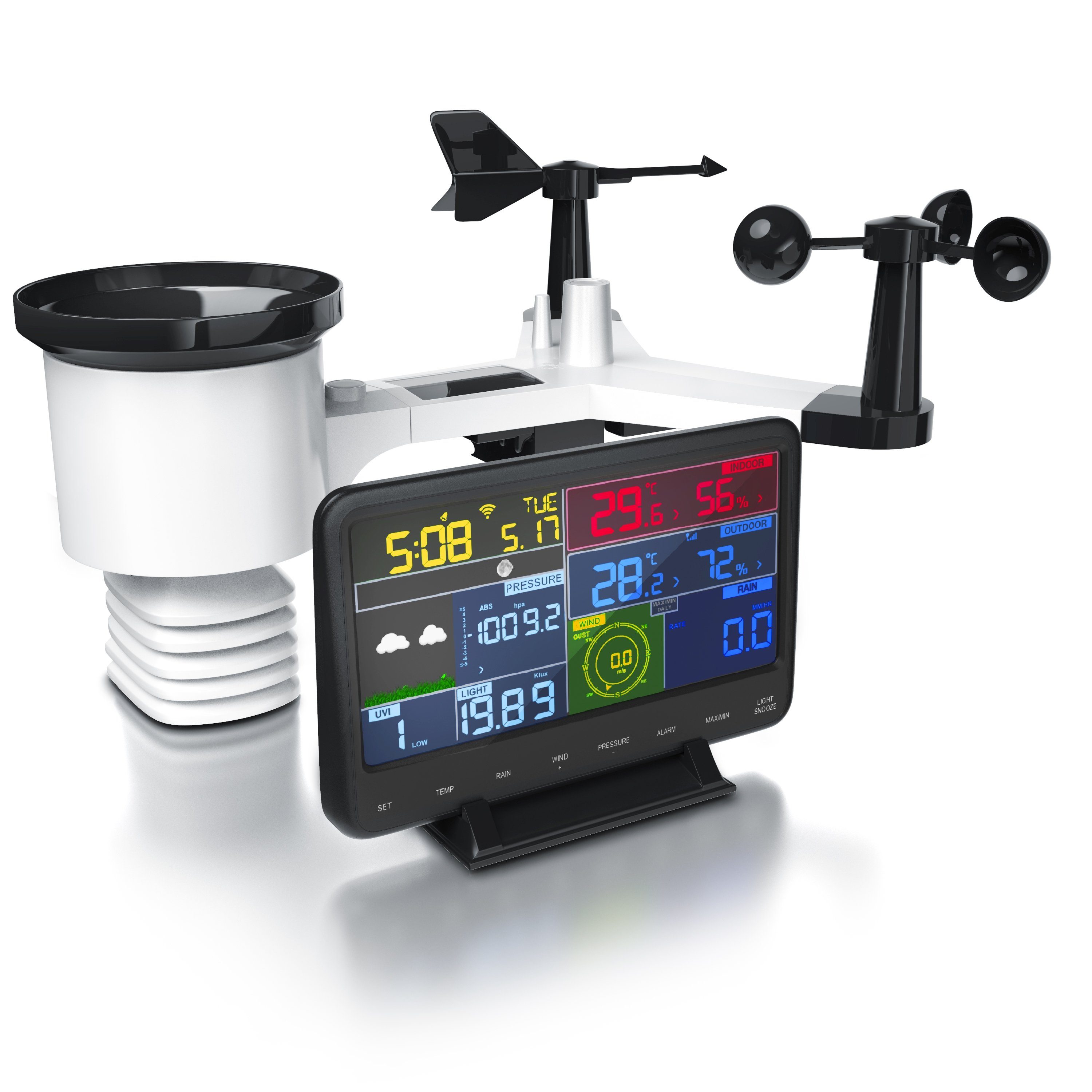 Brandson Außenwetterstation (mit Außensensor, Profi Funkwetterstation mit 7in1 Außensensor & WLAN)