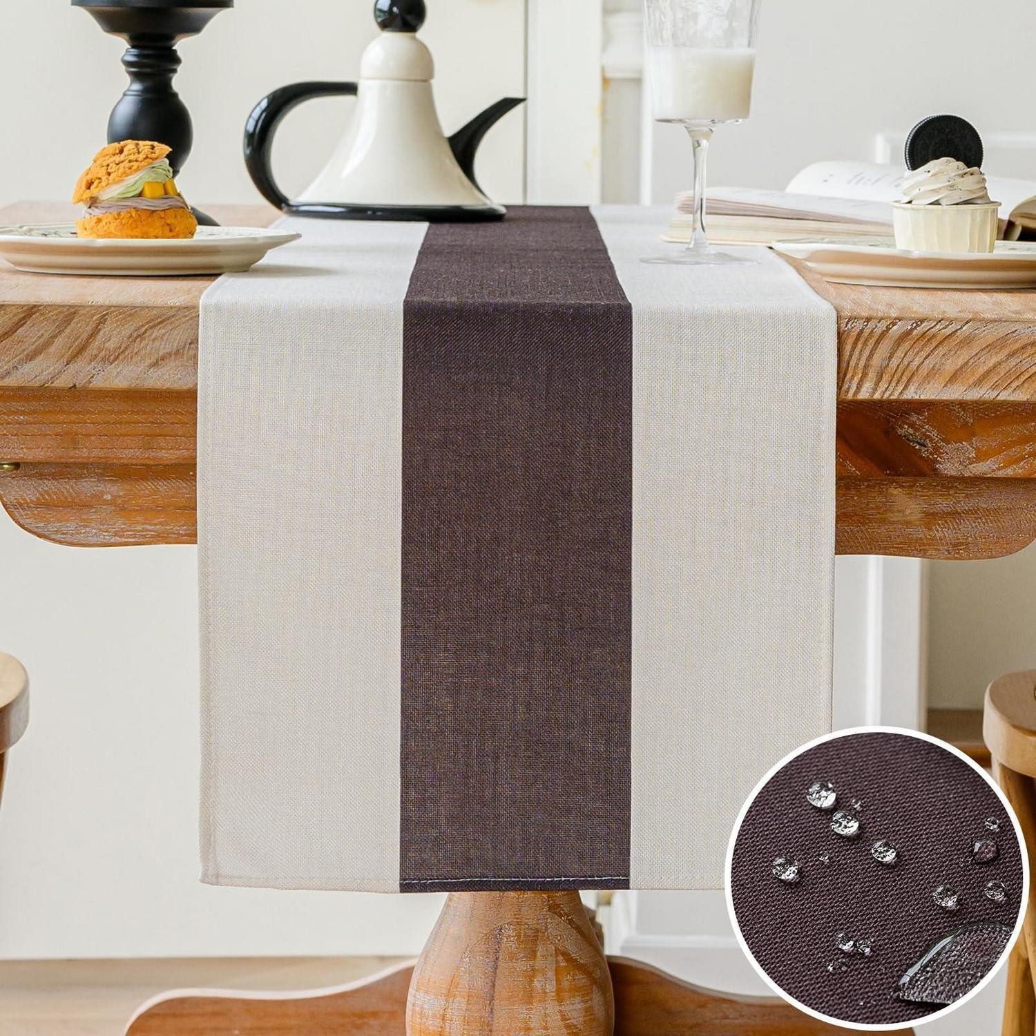 LuxusKollektion Tischläufer Tischläufer Modern Wasserabweisend Braun 33x120cm (1-tlg)