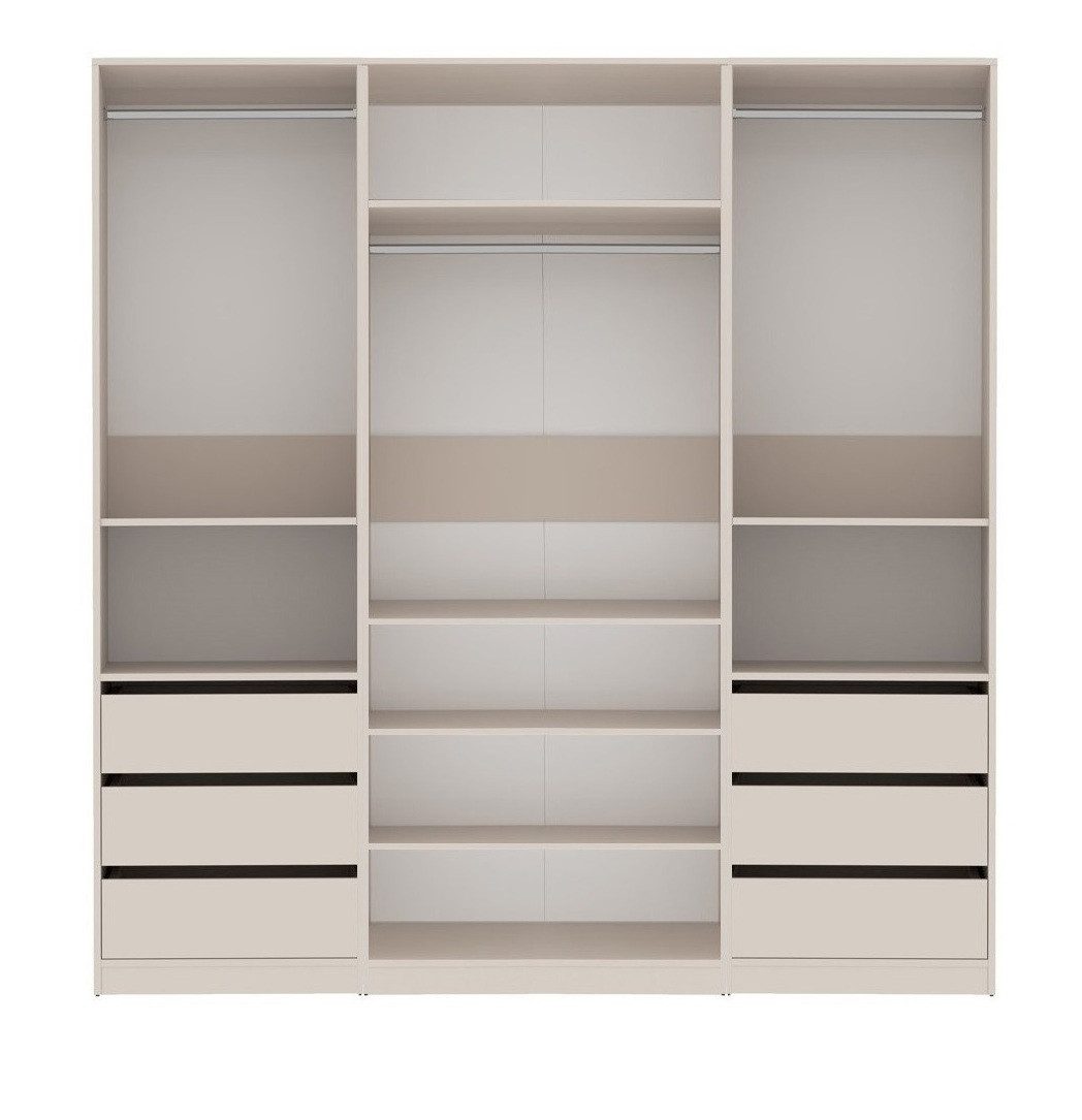 Marmex Möbel Garderobenschrank TRES SET T Kleiderschrank Modulschrank Ankleidezimmer 200 x 206 x 51 (3-St) 6 Schubladen, 3 Kleiderstangen
