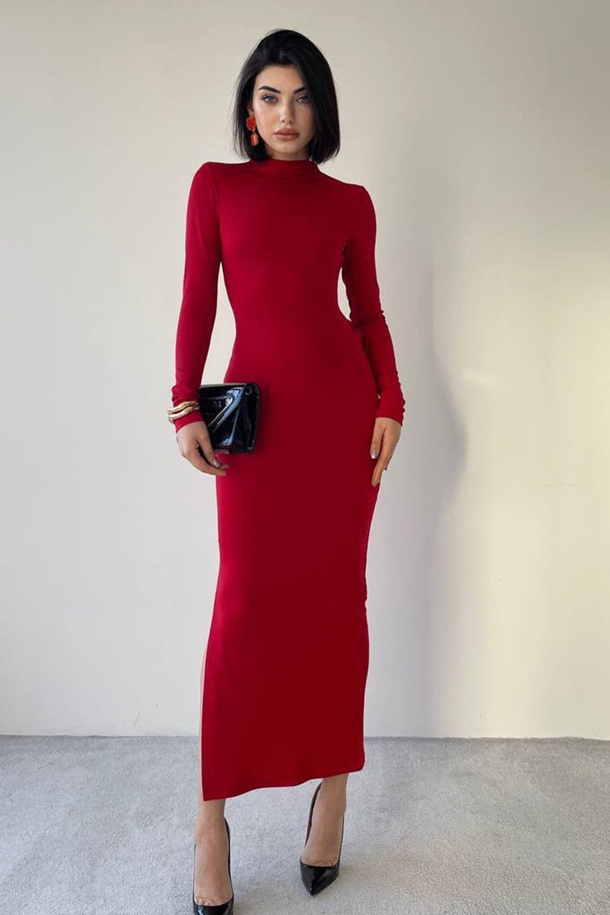 Abendkleid Midi-Abendkleid mit Schlitz