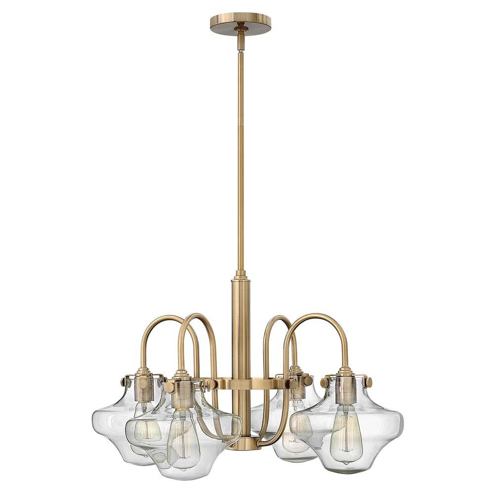 Elstead LIGHTING Kronleuchter, Leuchtmittel nicht inklusive, Kronleuchter Hängelampe Deckenleuchte Gebürstetes Karamell Glas