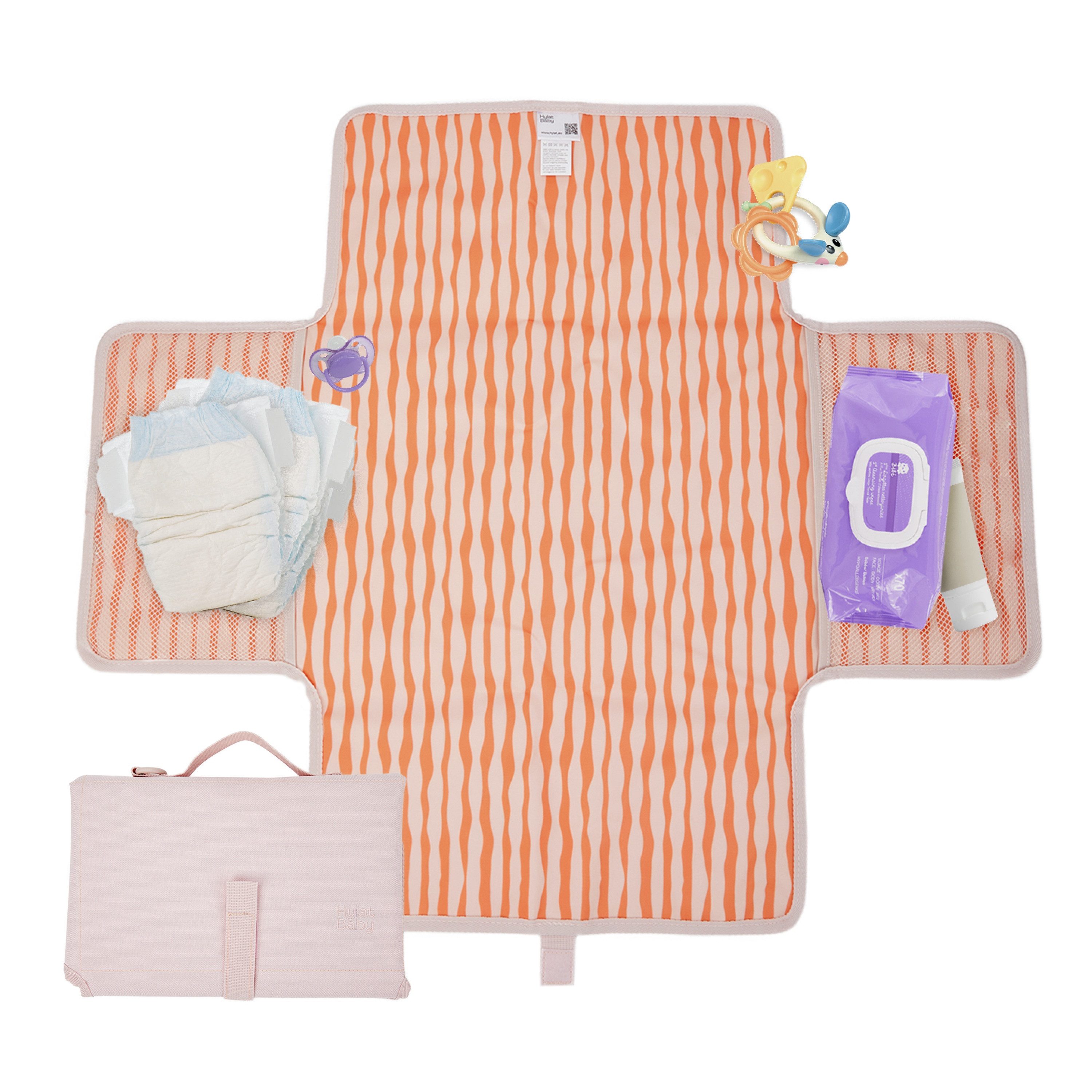Hylat Baby Wickelauflage Faltbare Wickelunterlage für Unterwegs - Reise-Wickelmatte – Rosa (1-tlg), Faltbare Wickelunterlage für Unterwegs - Rosa