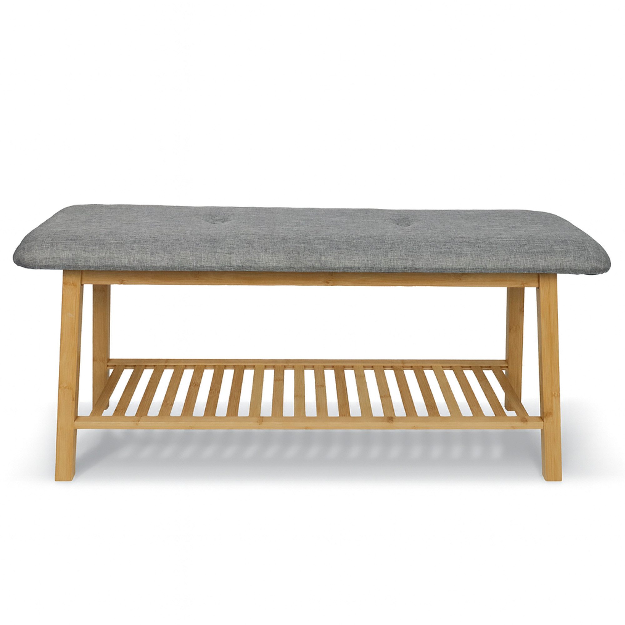 Bestlivings Schuhbank Bambus, Schuhregal (6 - 8 Schuhe) 100x30x44cm - Stabile Sitzbank mit Polster