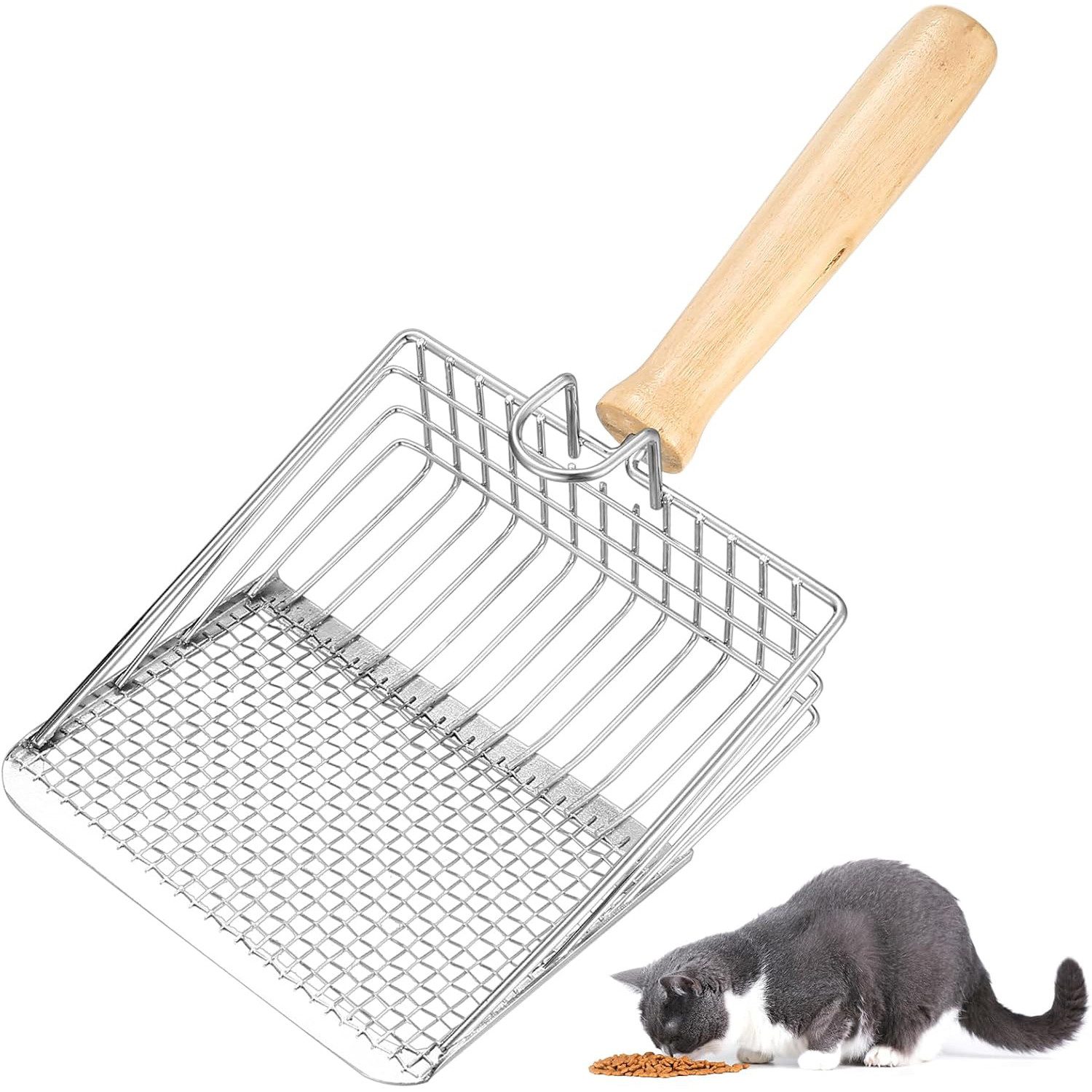 Coonoor Schaufel Metall-Katzenstreuschaufel mit Holzgriff, Robuste günstig online kaufen