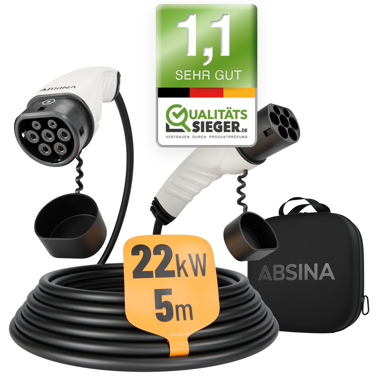 ABSINA Typ 2 Ladekabel Elektroauto - 22 kW 32A 5 Meter Elektroauto-Ladegerät (1-tlg)