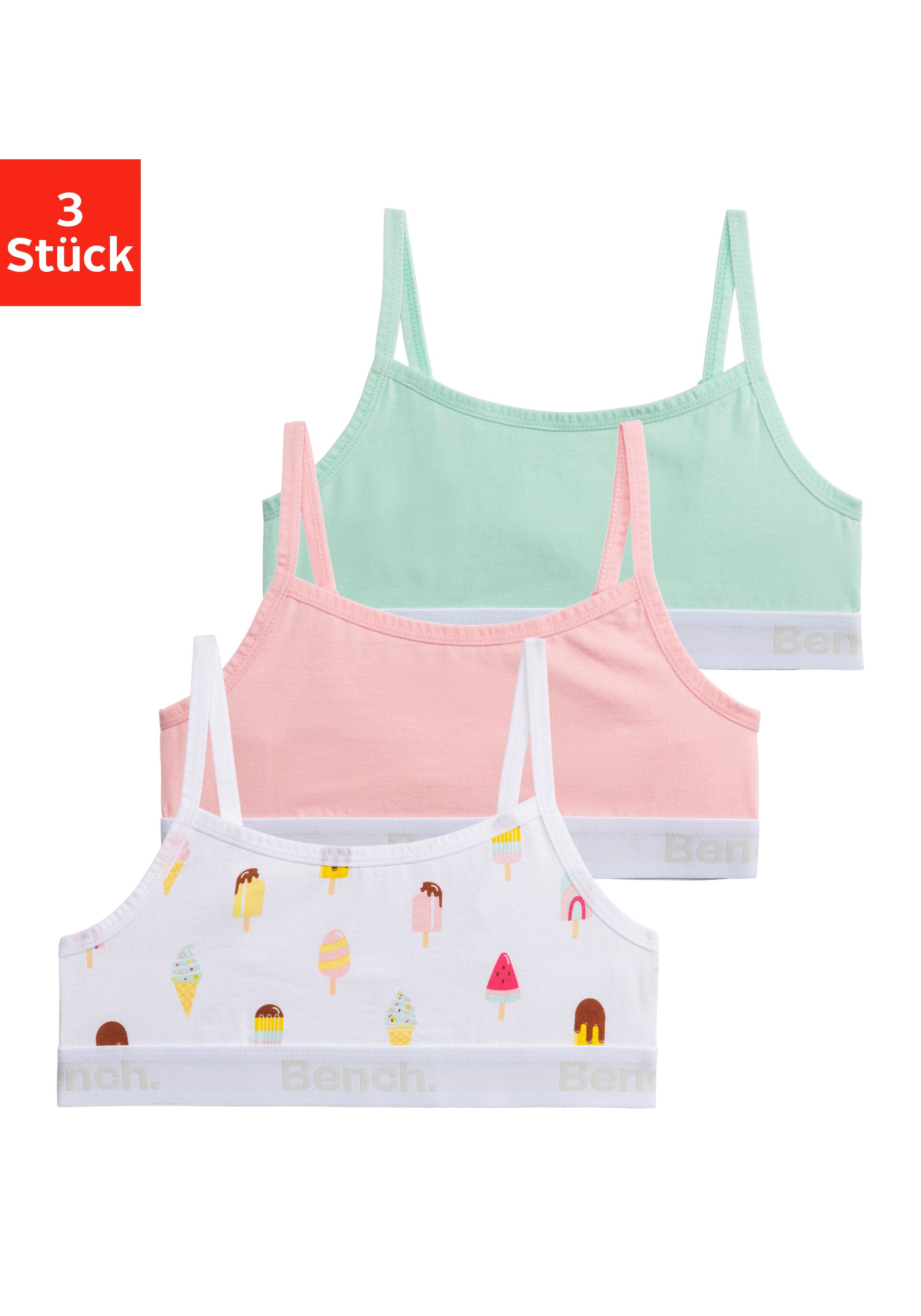 einer unifarben in Packung Bustier 3-tlg) und (Packung, Bench. cool bedruckt