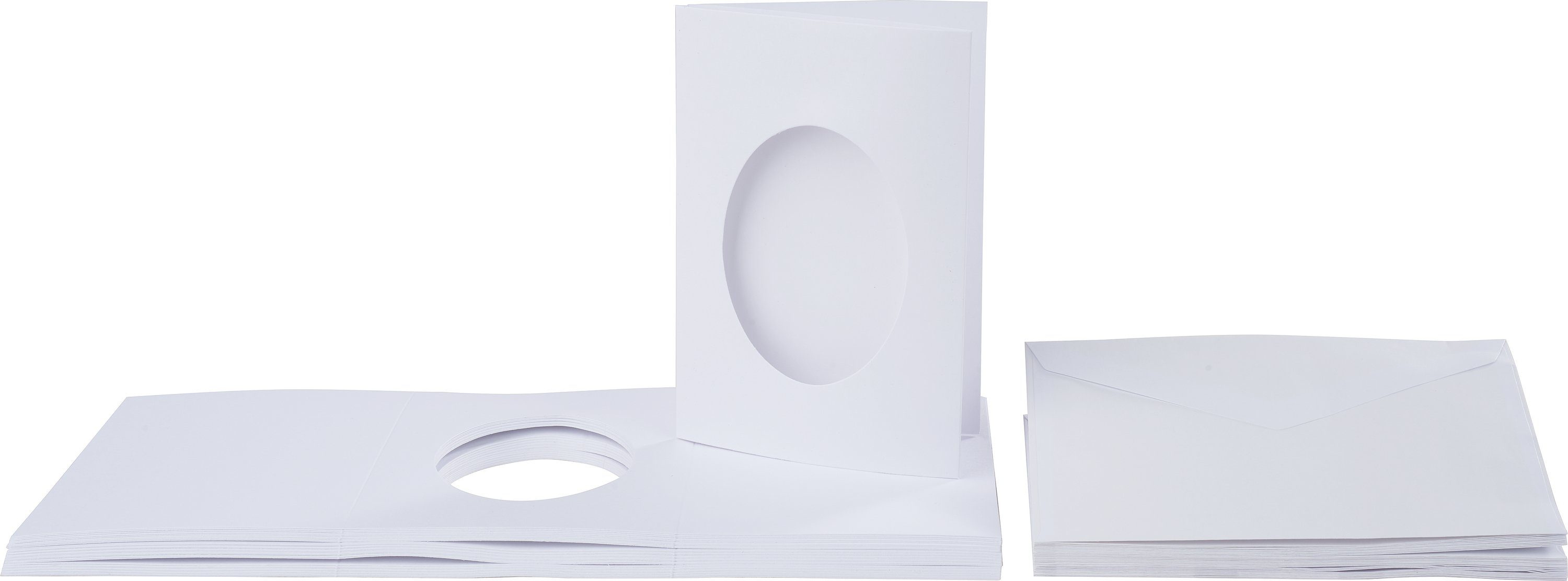 VBS Grußkarte Passepartout Oval, DIN A6 Weiß 30er-Pack