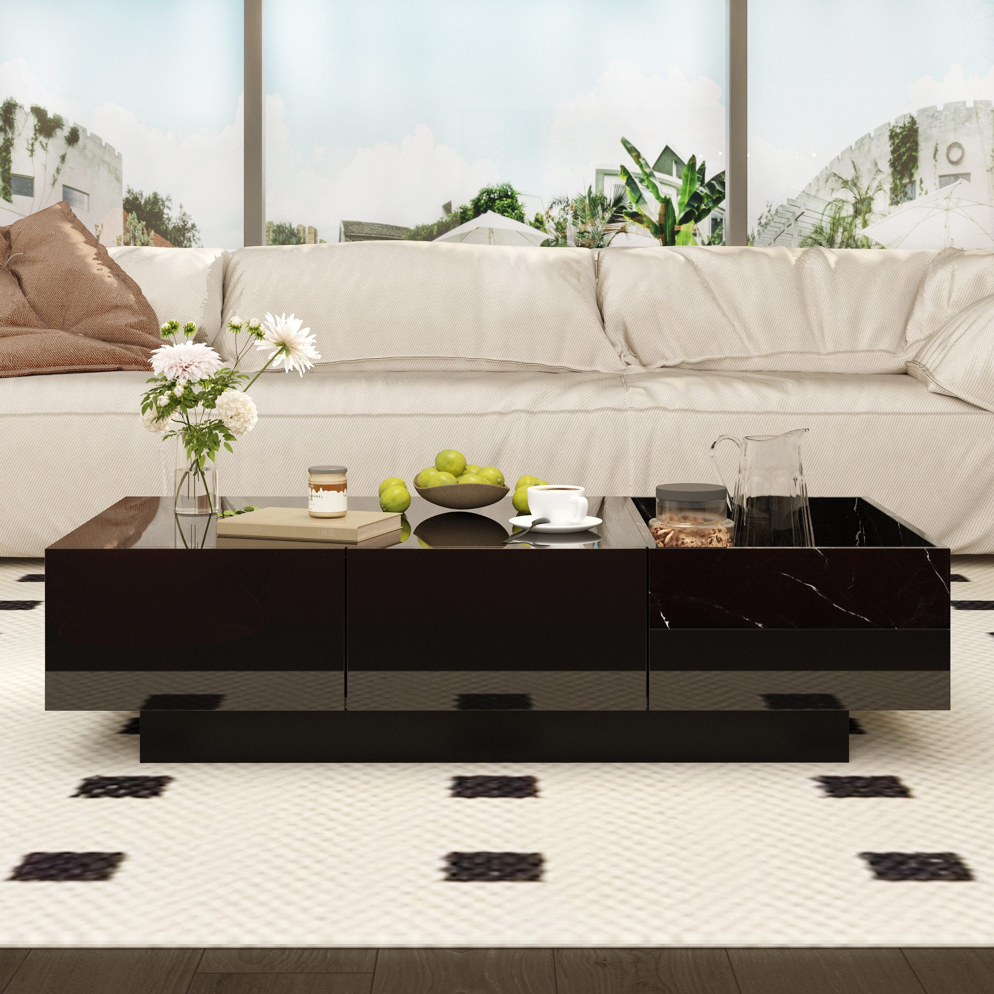 FUFU&GAGA Couchtisch mit 2 Schubladen und 1 Staufächern günstig online kaufen