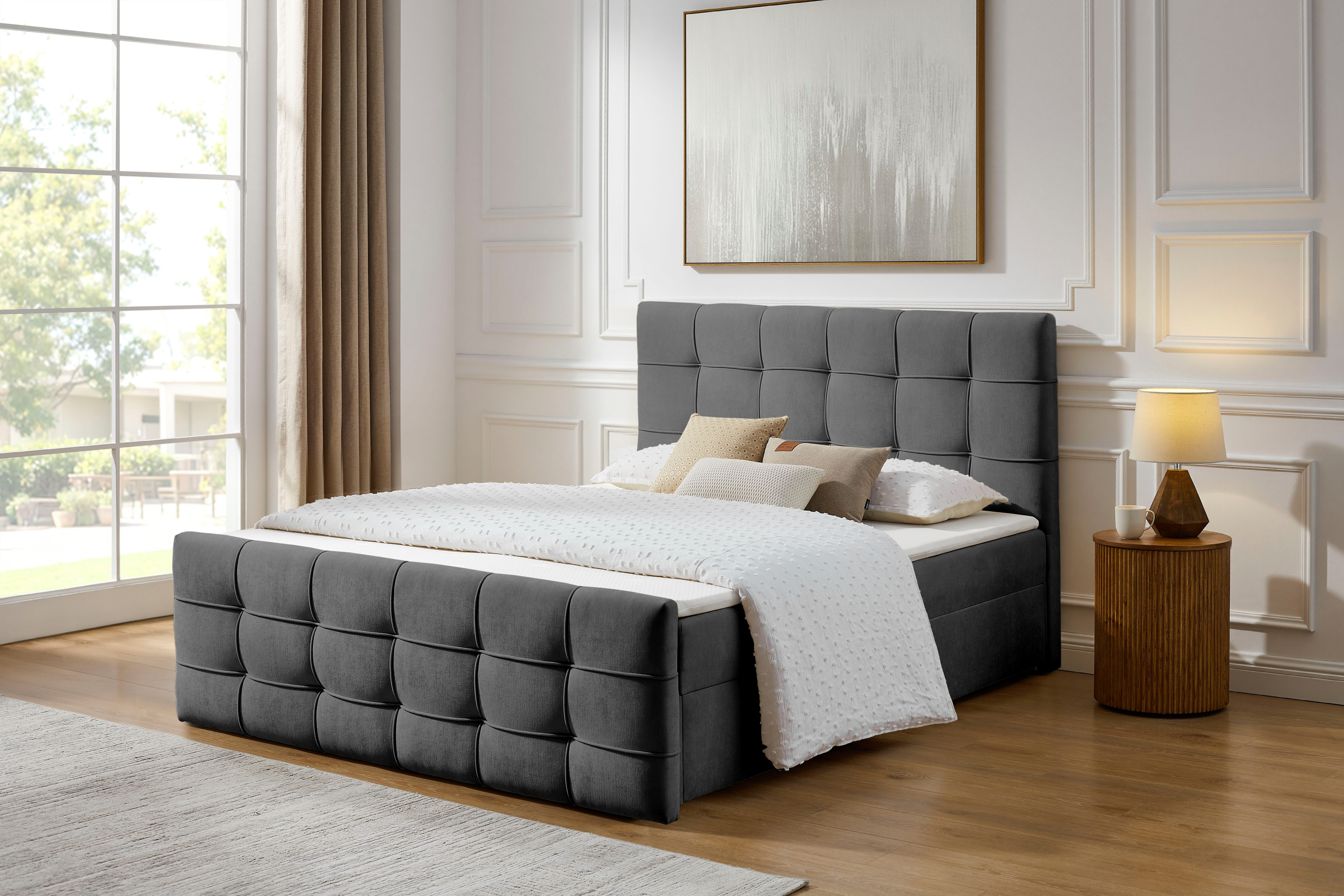 Boxbett Lilienne inkl. Bettkasten und Topper, Liegefläche 180x200cm