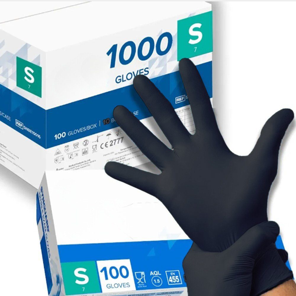 Gedikum Einweghandschuhe 1000 Nitril-Handschuhe Set (Größe S, M, L, XL, Blau/Schwarz) Allergiefrei, Puderfrei, Latexfrei, medizinische Einweghandschuhe