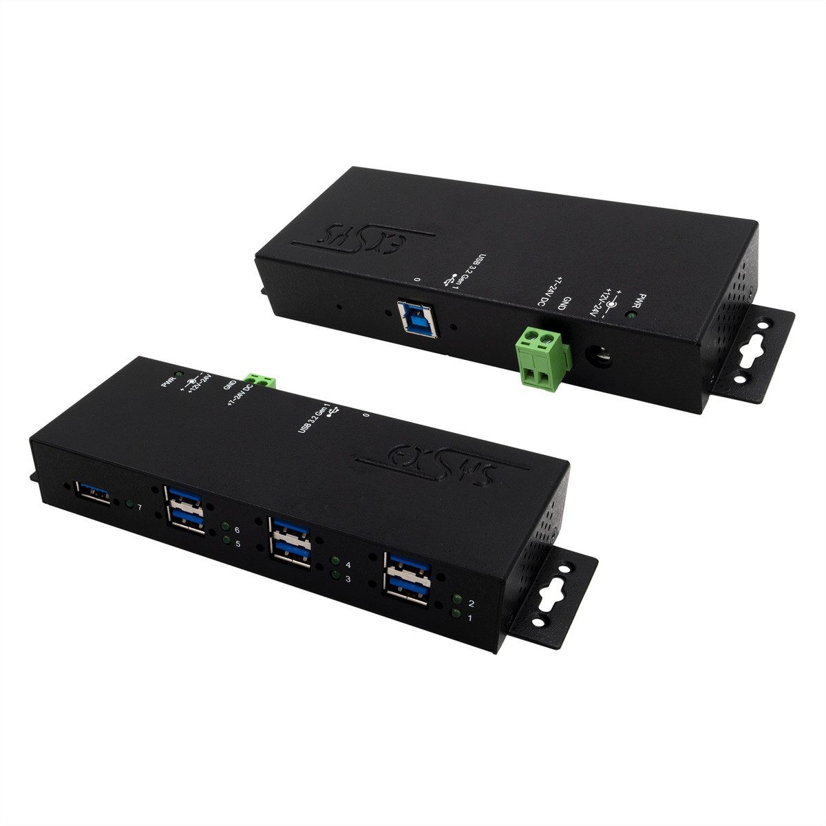 Exsys USB 3.2 Hub – 7 Ports Mit Netzteil, Metallgehäuse, ESD-Schutz, Für Büro & Industrie