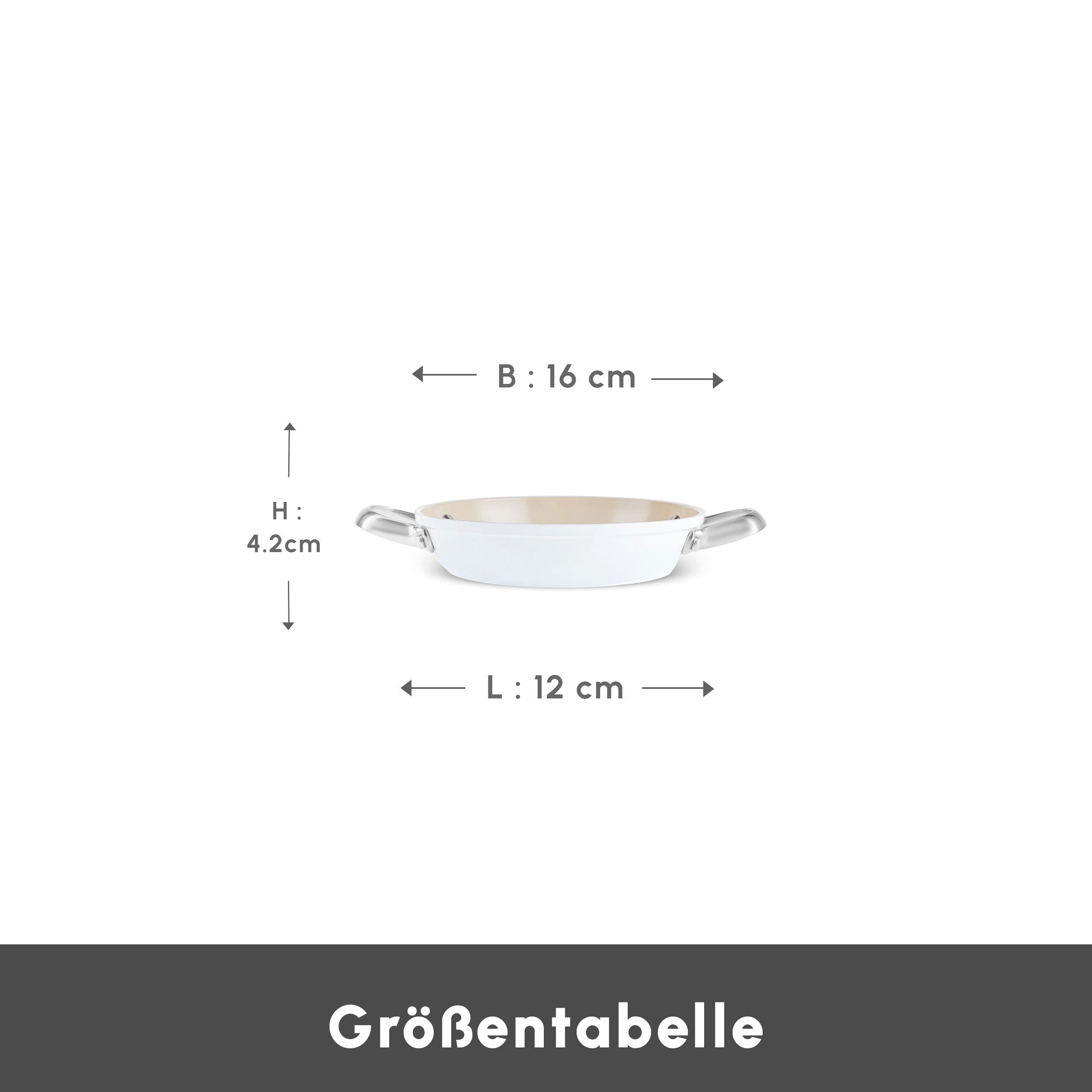 Karaca Kochtopf Karaca Swiss Crystal Almond Cream Handle Flache Kasserolle 16 cm, ALUMINIUM – Bild 2 von 5