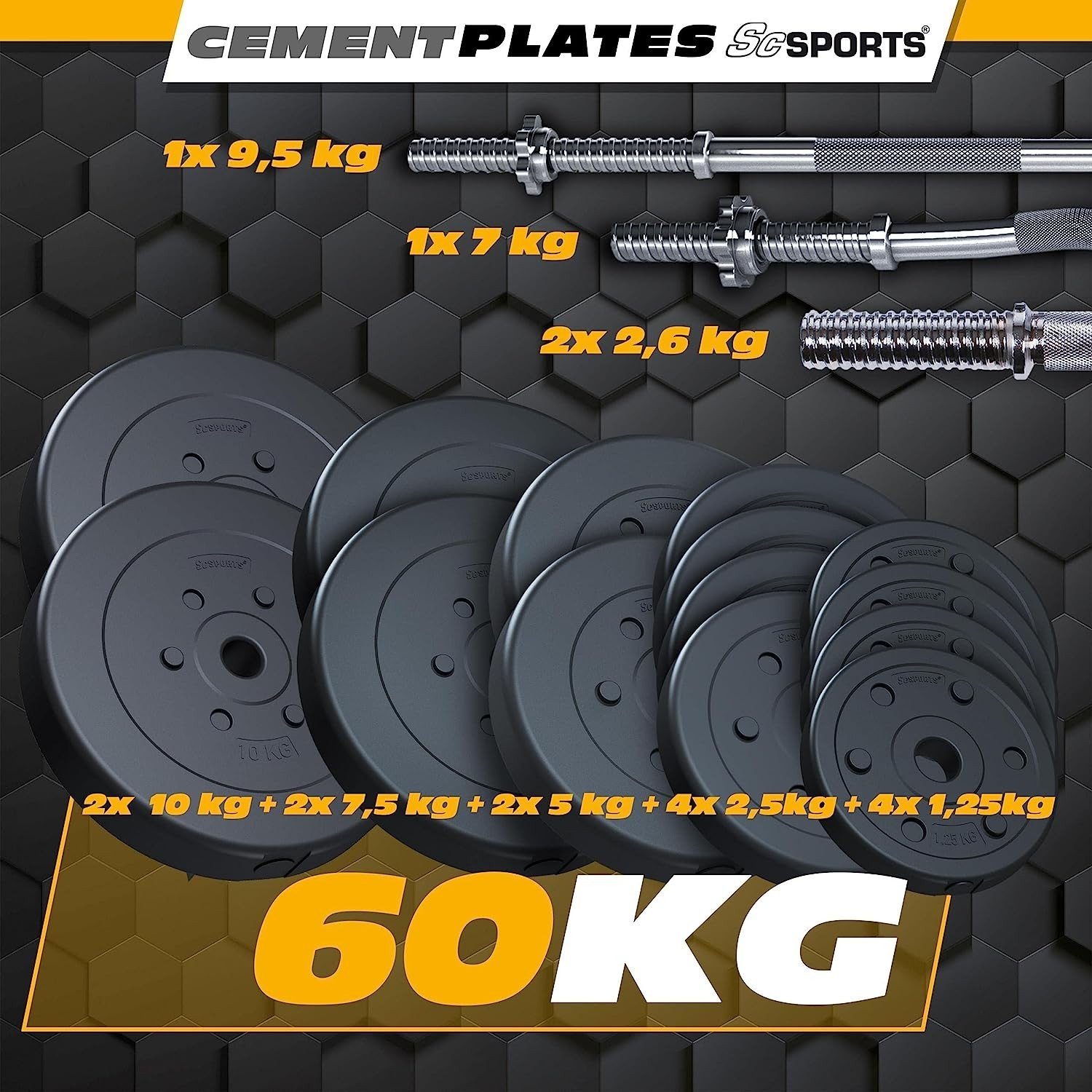 Hanteln ScSPORTS® Kurzhanteln kg 80 Hantel-Set Stange Gewichte SZ 31mm Langhantel