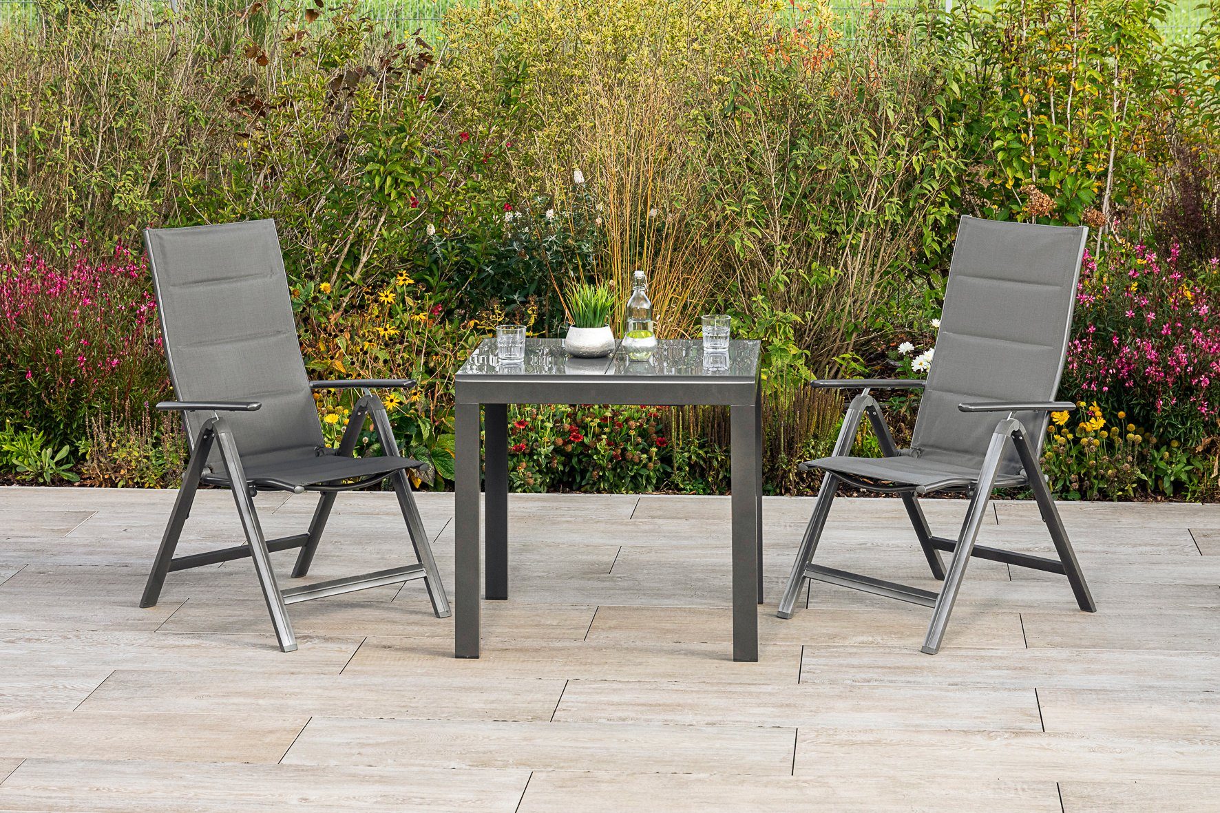 MERXX Balkonset Taviano, (Set, 3-tlg), 2 Klappsessel, 5-fach verstellbar, B günstig online kaufen