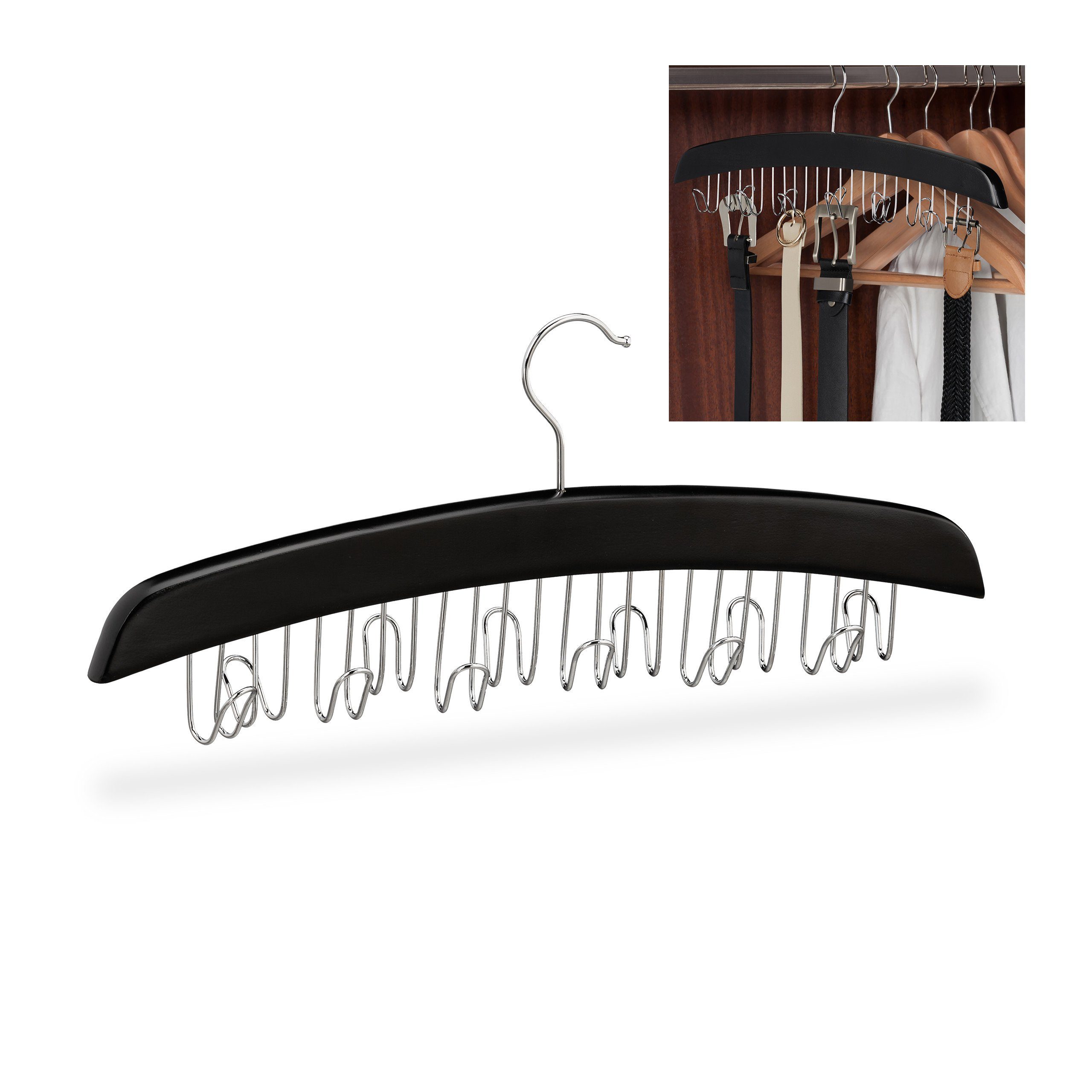 relaxdays Gürtelbügel Gürtelhalter Holz schwarz günstig online kaufen