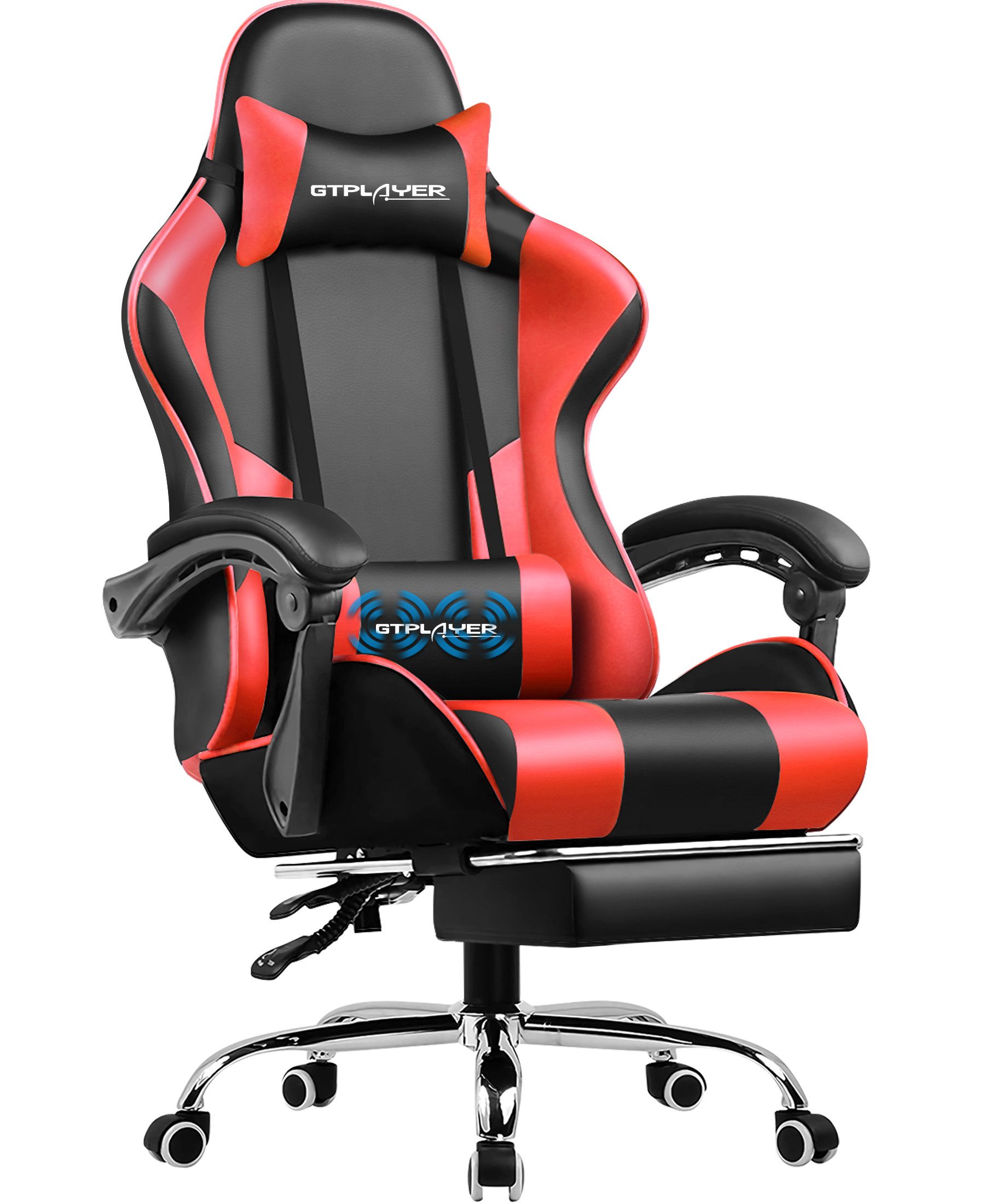 GTPLAYER Gaming-Stuhl mit Fußstütze und Massage-Lendenkissen günstig online kaufen