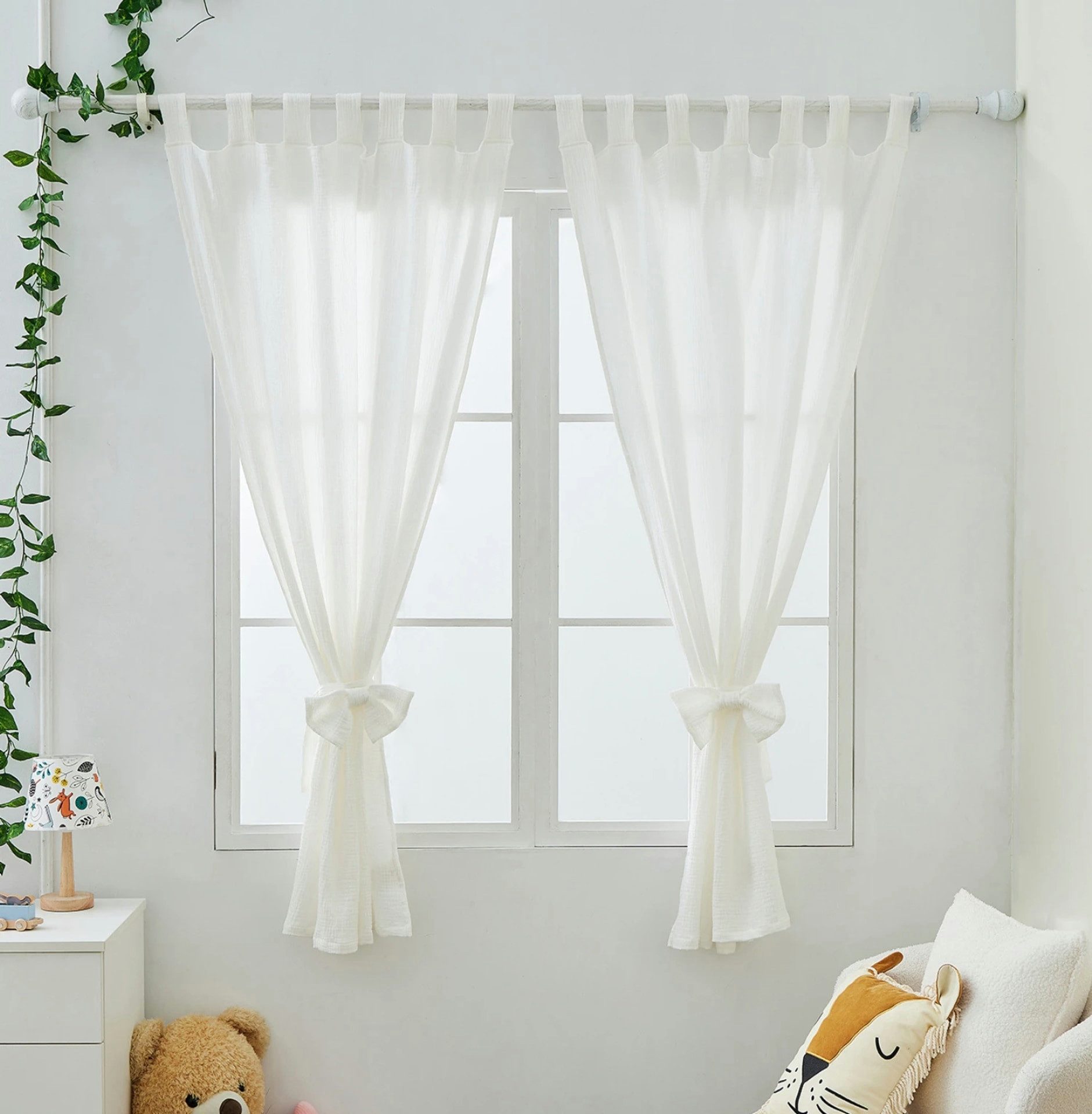 Alavya Home® Vorhang Alavya Home Vorhänge Schlaufen 100x150 cm Baumwolle - 2er-Set, Weiß (2 St), Schlaufen, blickdicht, Musselin, Blickdicht, 2er-Set, 100% Bio- – Bild 5 von 5