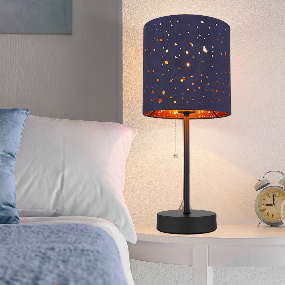 35 Leuchtmittel Dekorstanzungen Schlafzimmerlampe Textil Tischleuchte, inklusive, Tischleuchte nicht H cm LED Metall etc-shop