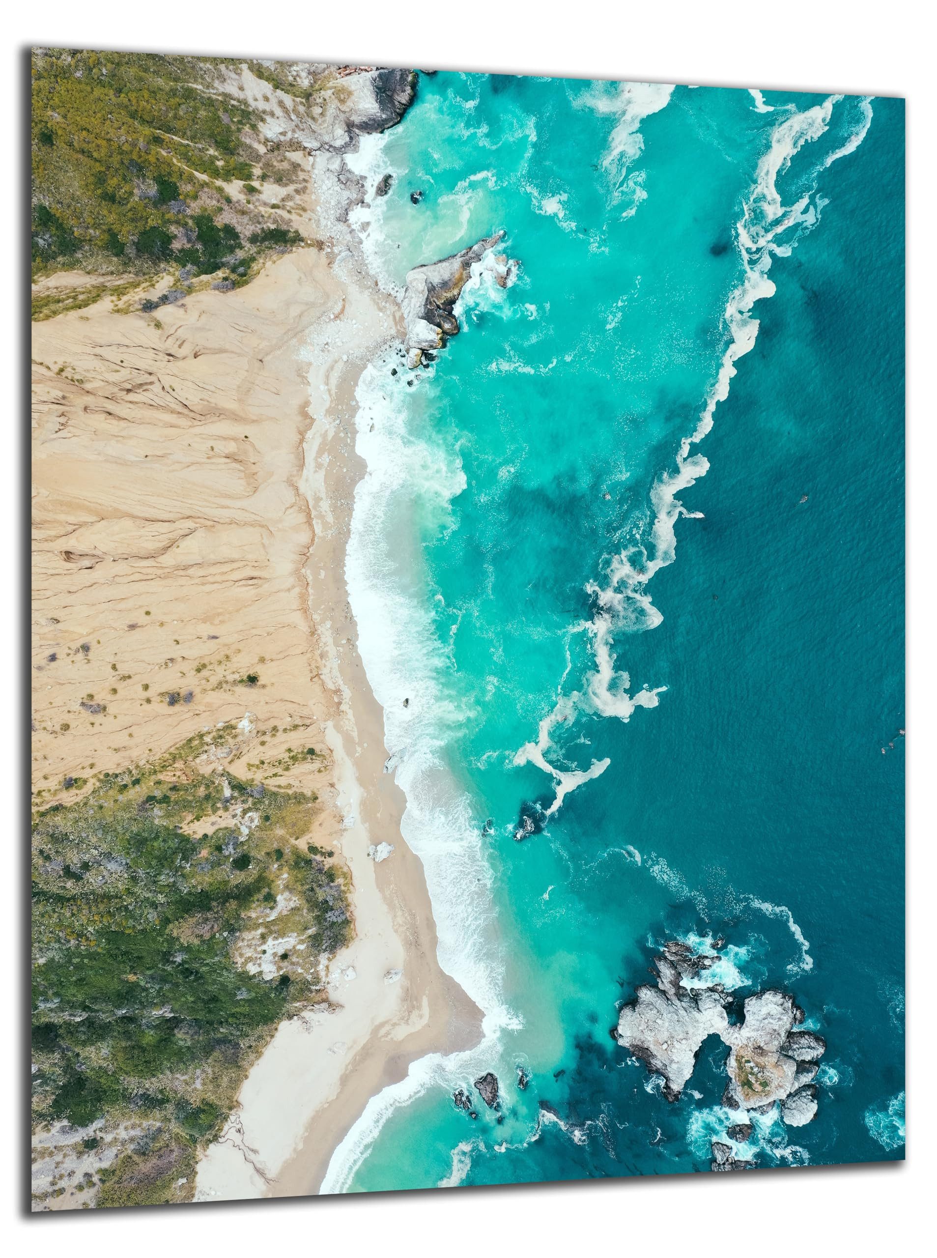 DARO Design Wandbild Natur & Reise Motive Wandbilder Wand Deko Bilder Leinwandbild, (Strand Meer von oben - Bild klein Wohnzimmer Schlafzimmer Büro Flur Esszimmer Einteilig Querformat Fotodruck Natur & Reise), 30x20 cm