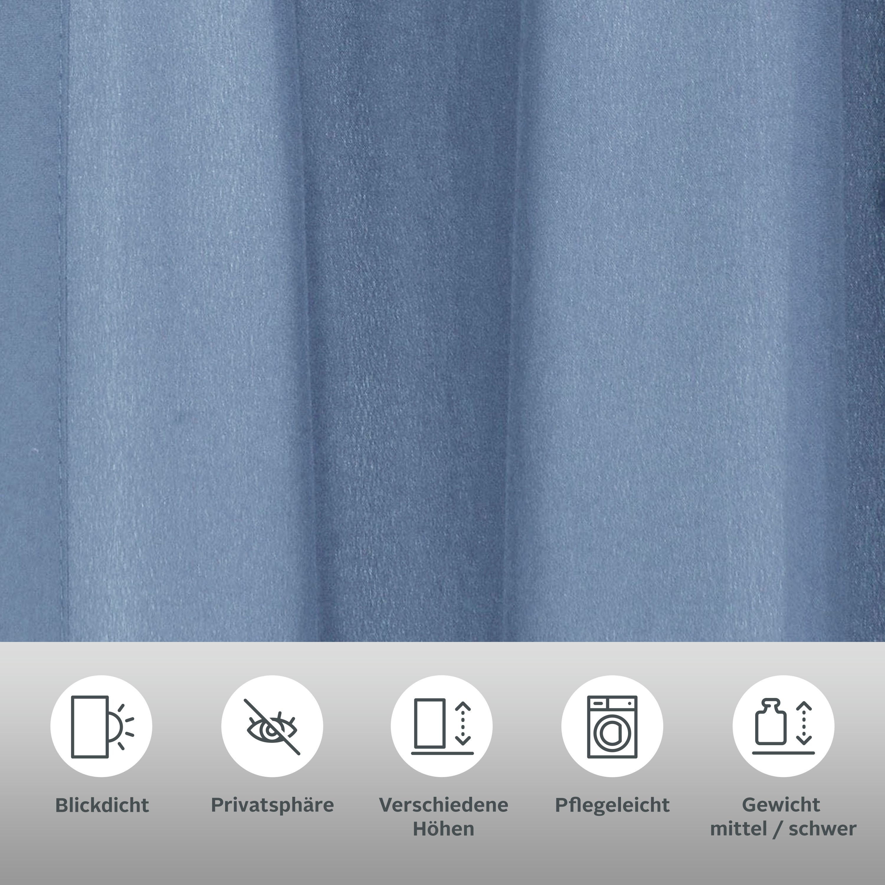 OTTO home Vorhang Parry (2 St), Schlaufen, blickdicht, Polyester, 2-er Set, blickdicht, monochrom, basic